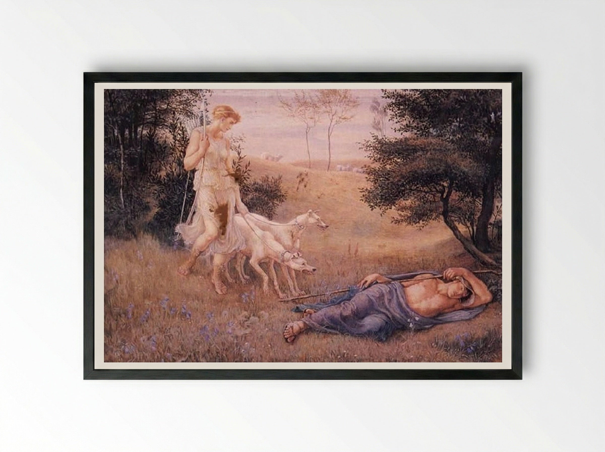 Diana and Endymion - Walter Crane - Framed Print Black