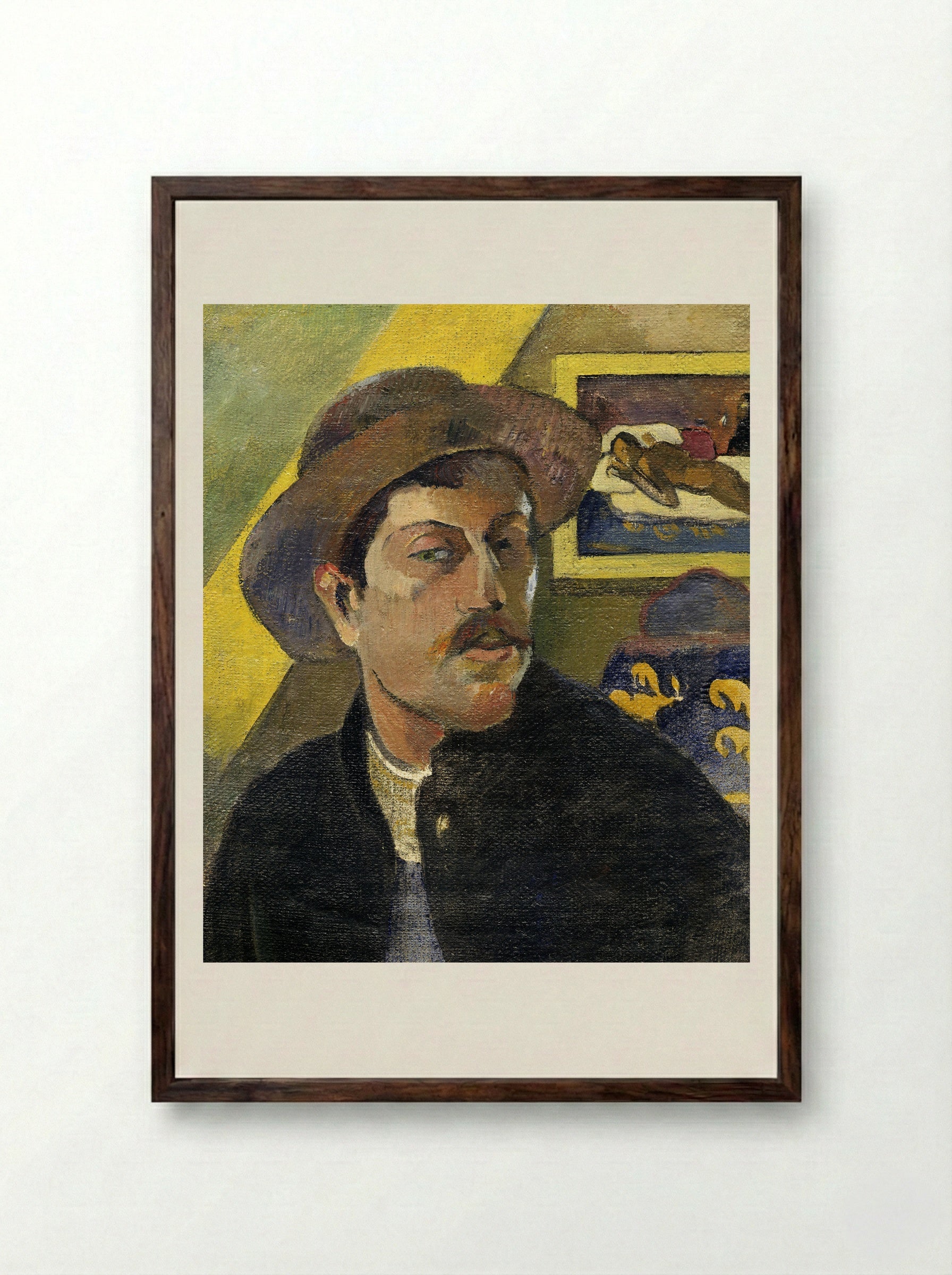 Self-Portrait in a Hat - Paul Gauguin - Framed Print Dark Wood