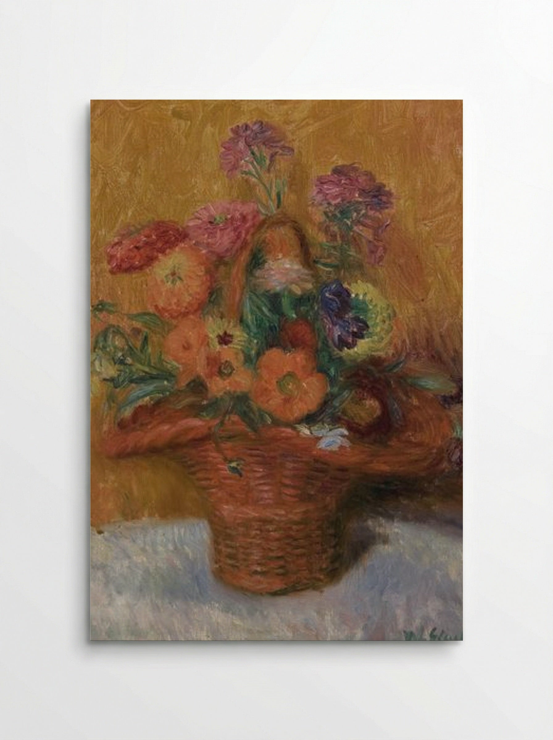 Red Basket of Zinnias - William James Glackens - Poster