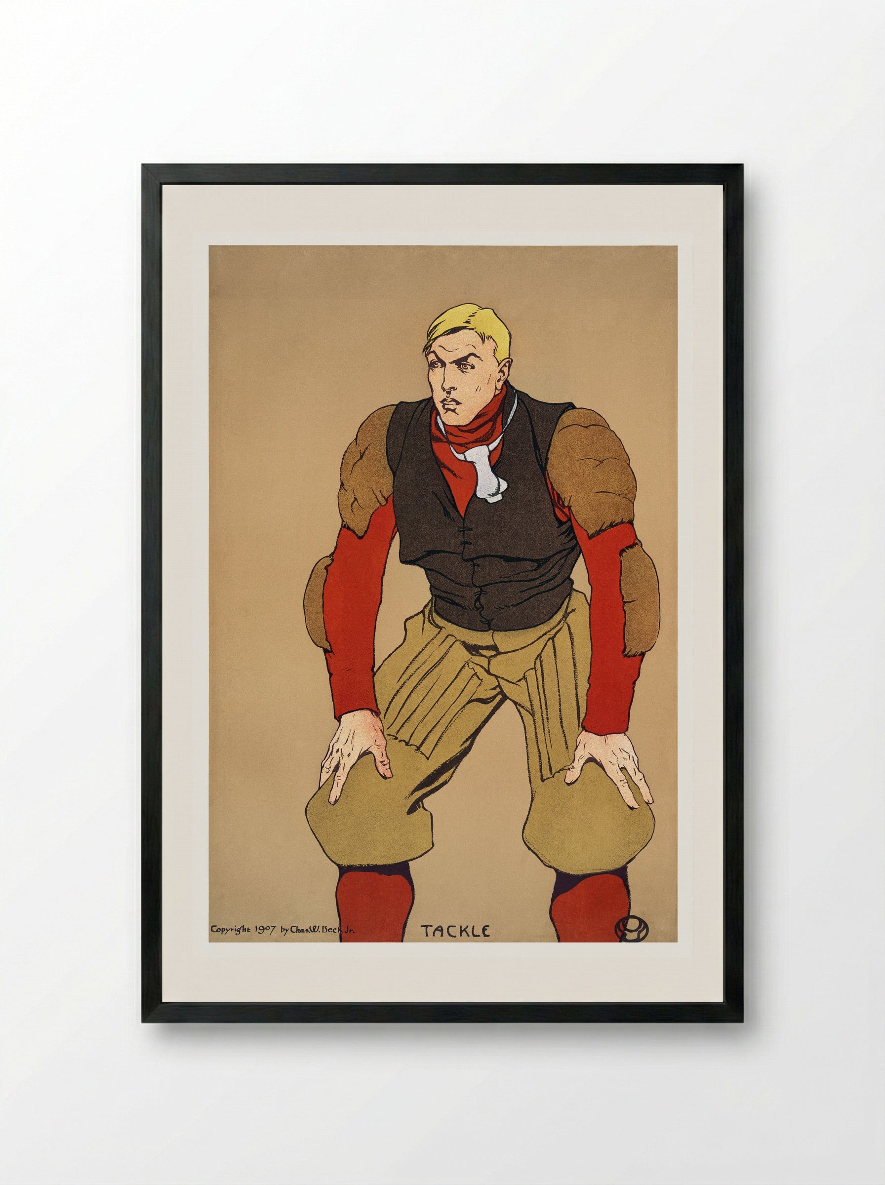 Tackle (American Football Player) - Edward Penfield - Framed Print Black