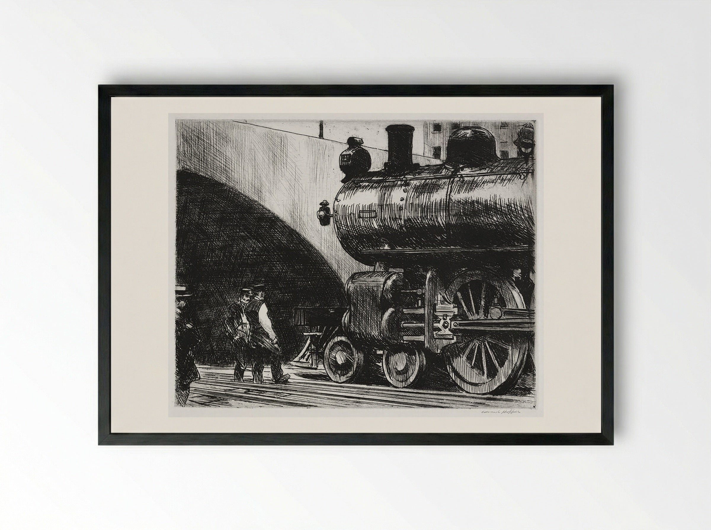 The Locomotive - Edward Hopper - Framed Print Black