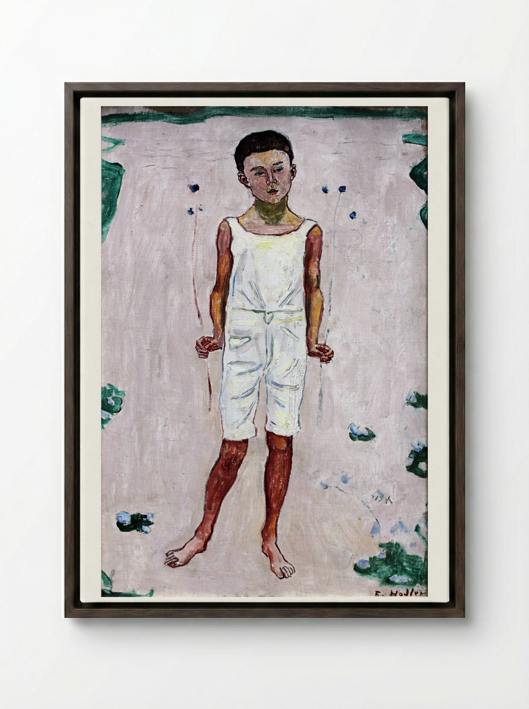 Childhood - Ferdinand Hodler - Framed Canvas Dark Wood