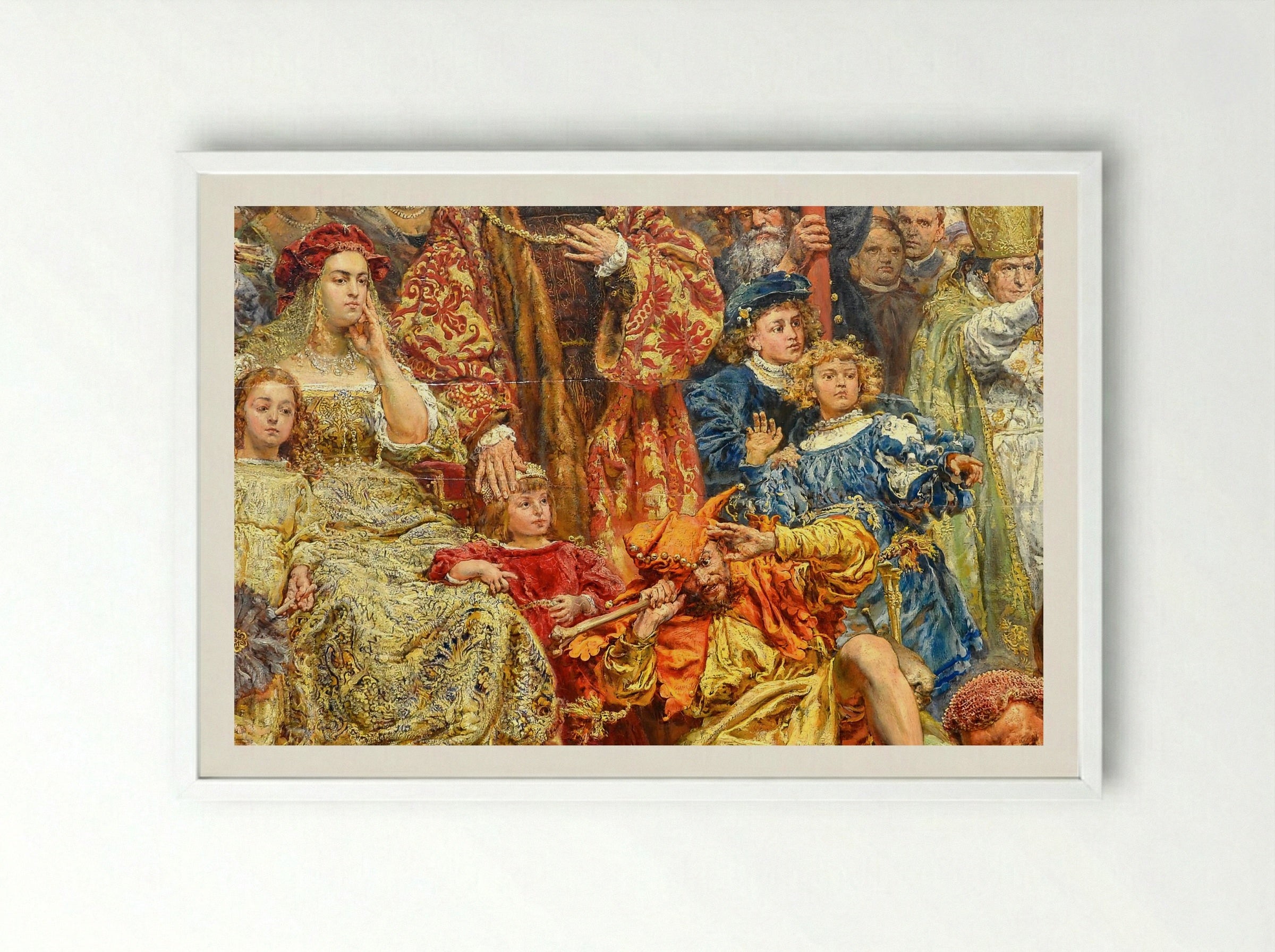 Fragment of The Hanging of the Sigismund Bell - Jan Matejko - Framed Print White