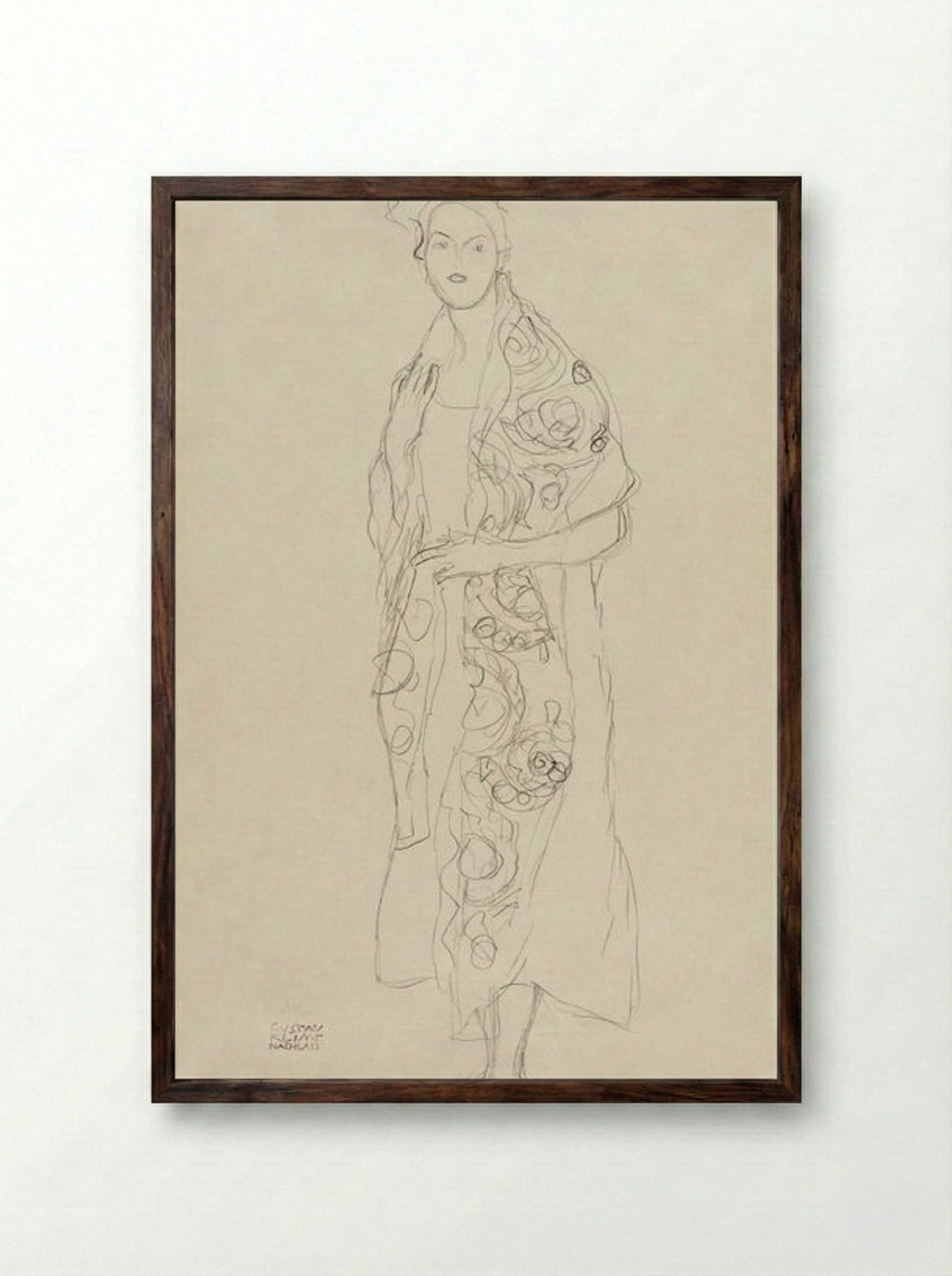 Portrait of a Woman - Gustav Klimt - Framed Print Dark Wood