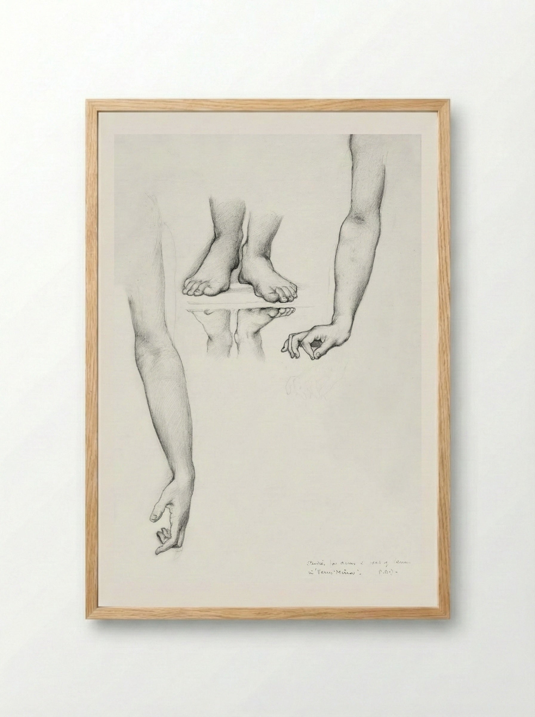 Study for 'The Mirror of Venus' (Arms and Feet) - Edward Burne-Jones - Framed Print Wood