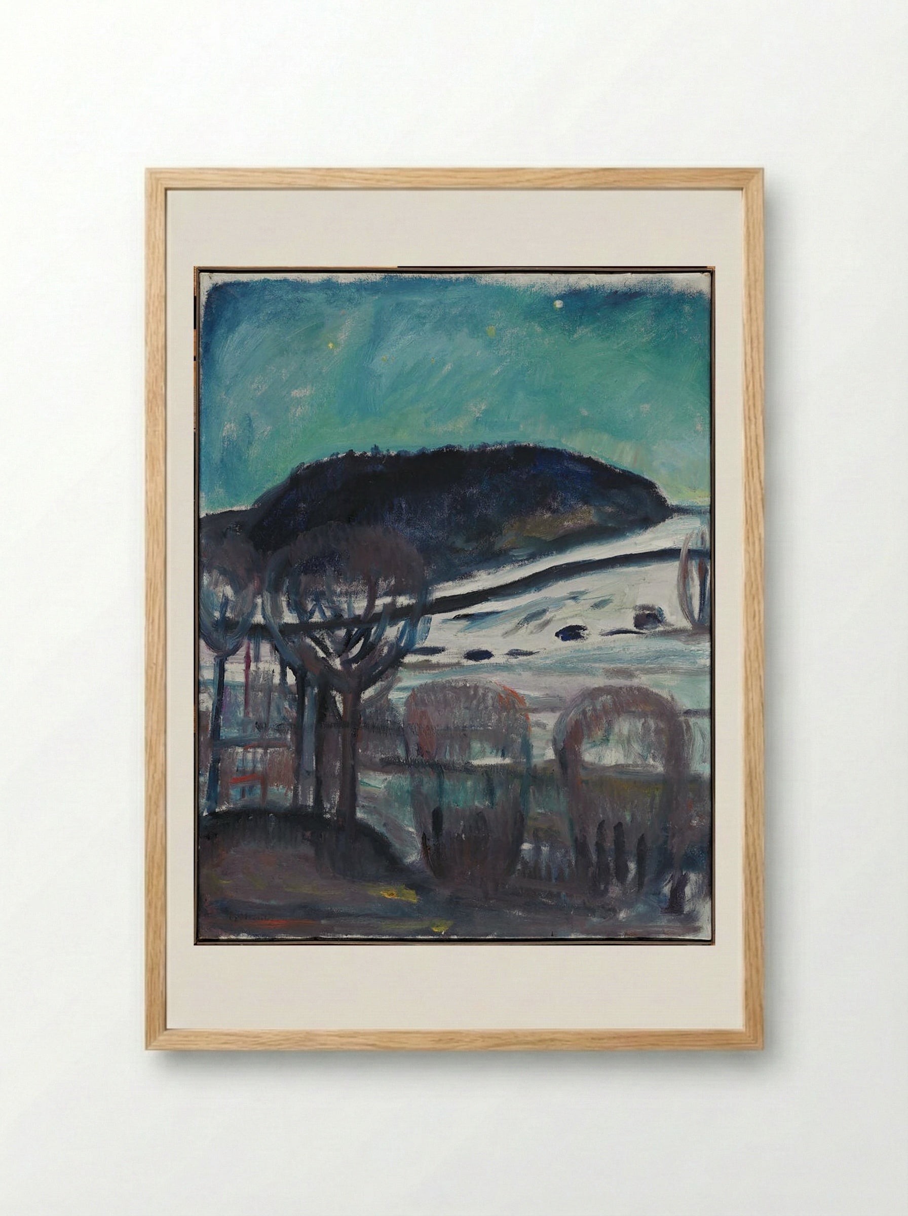 Winter Landscape by Moonlight - Edvard Munch - Framed Print Wood