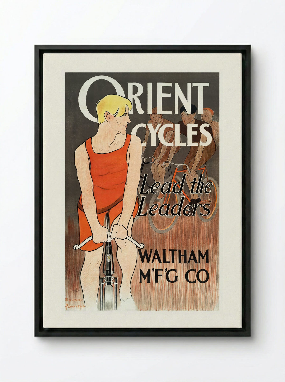 Orient Cycles: Lead the Leaders - Edward Penfield - Framed Canvas Black