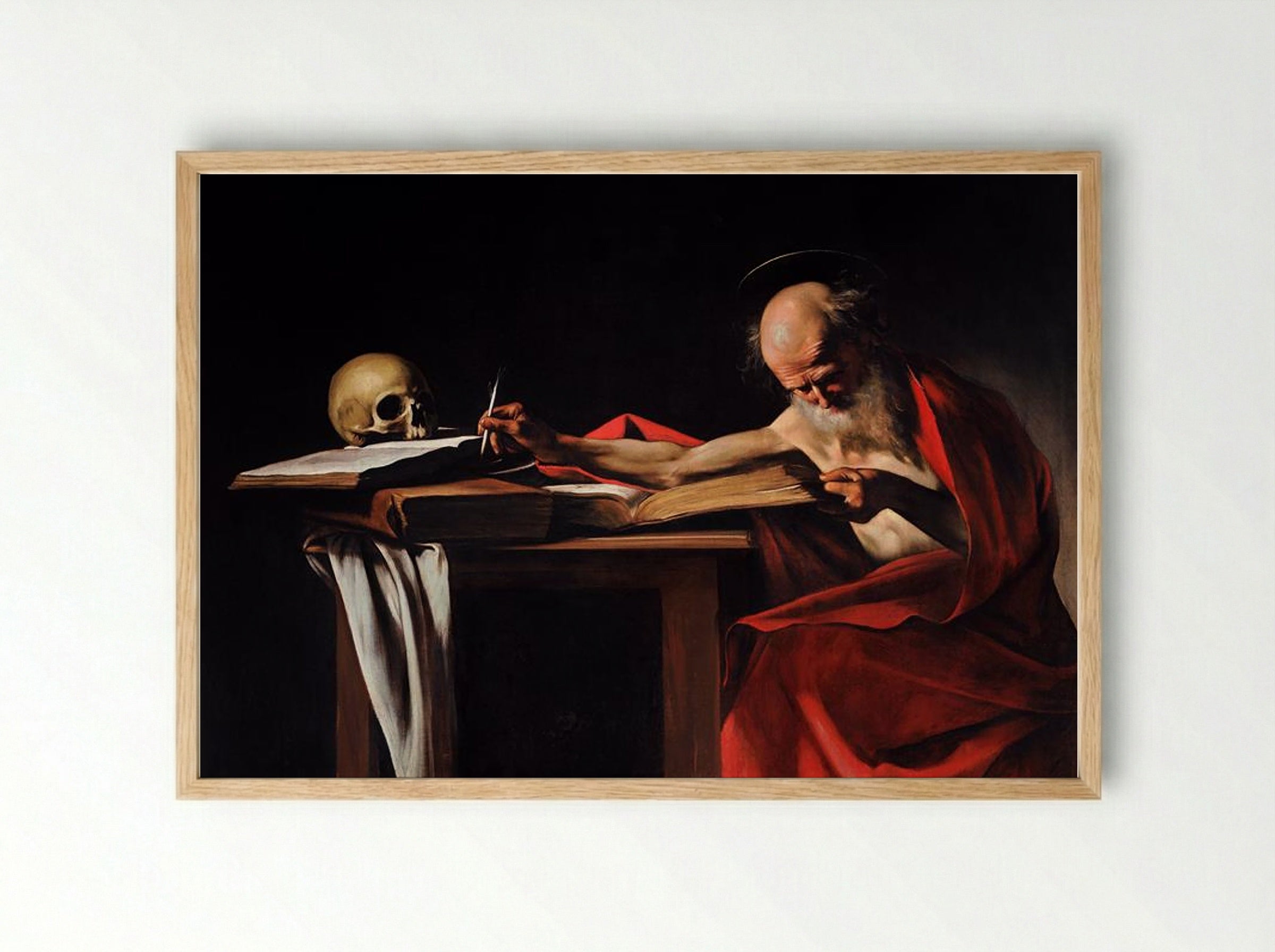 Saint Jerome Writing - Caravaggio - Framed Print Wood