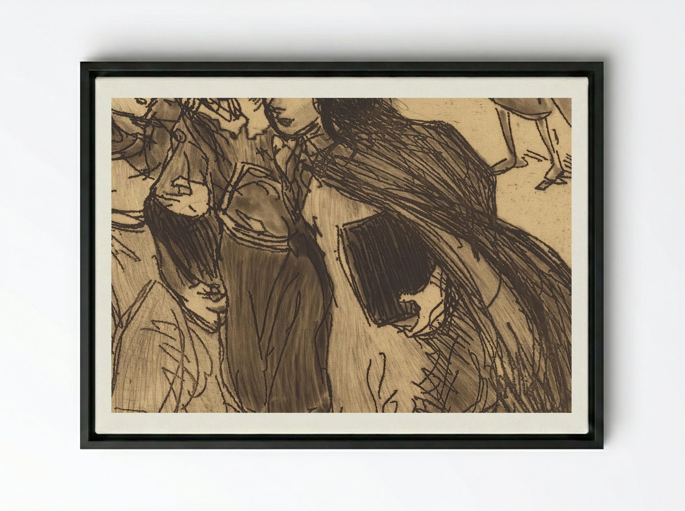 Girls Coming from School - Théophile Alexandre Steinlen - Framed Canvas Black