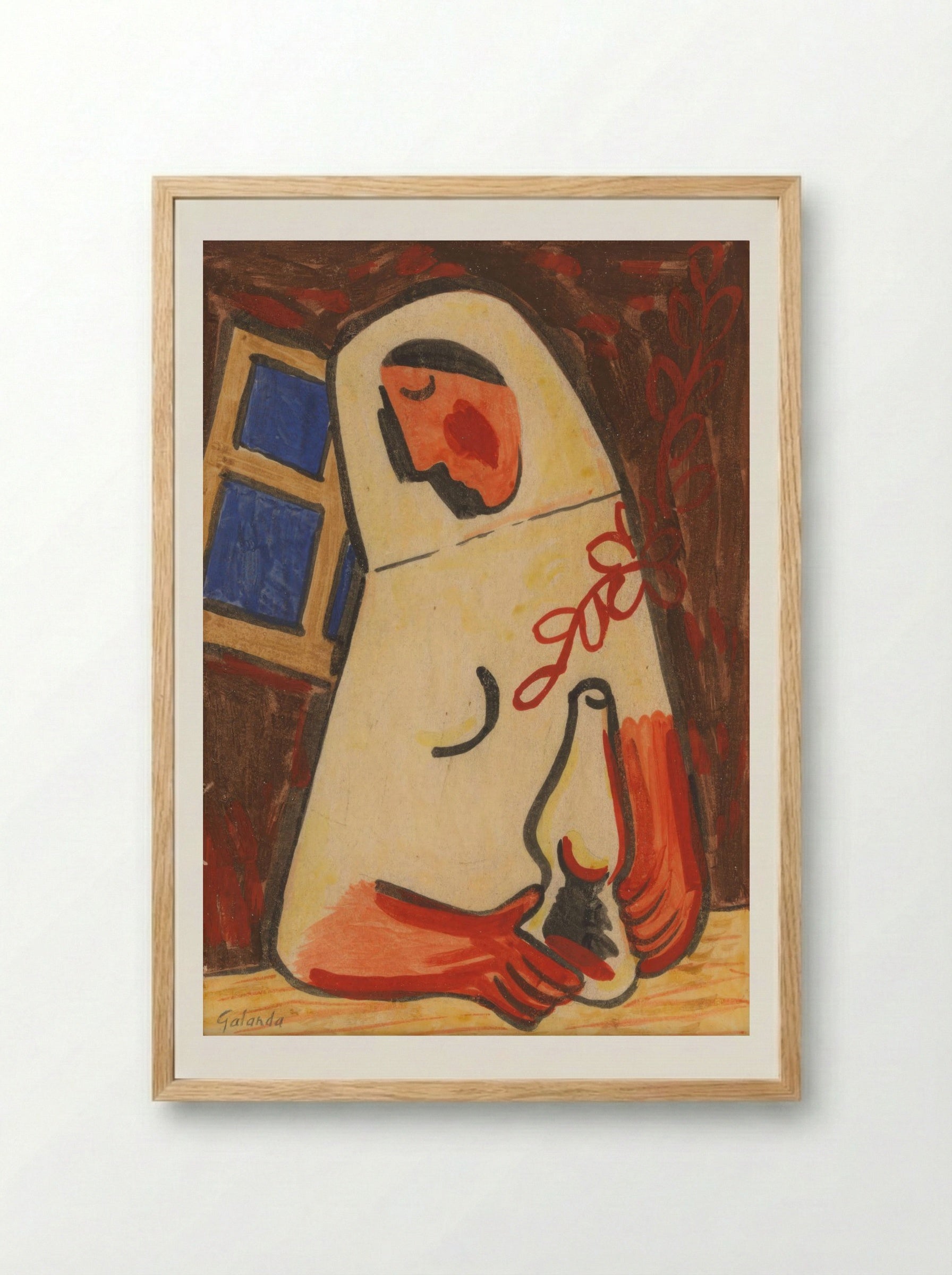 Sitting Woman - Mikuláš Galanda - Framed Print Wood