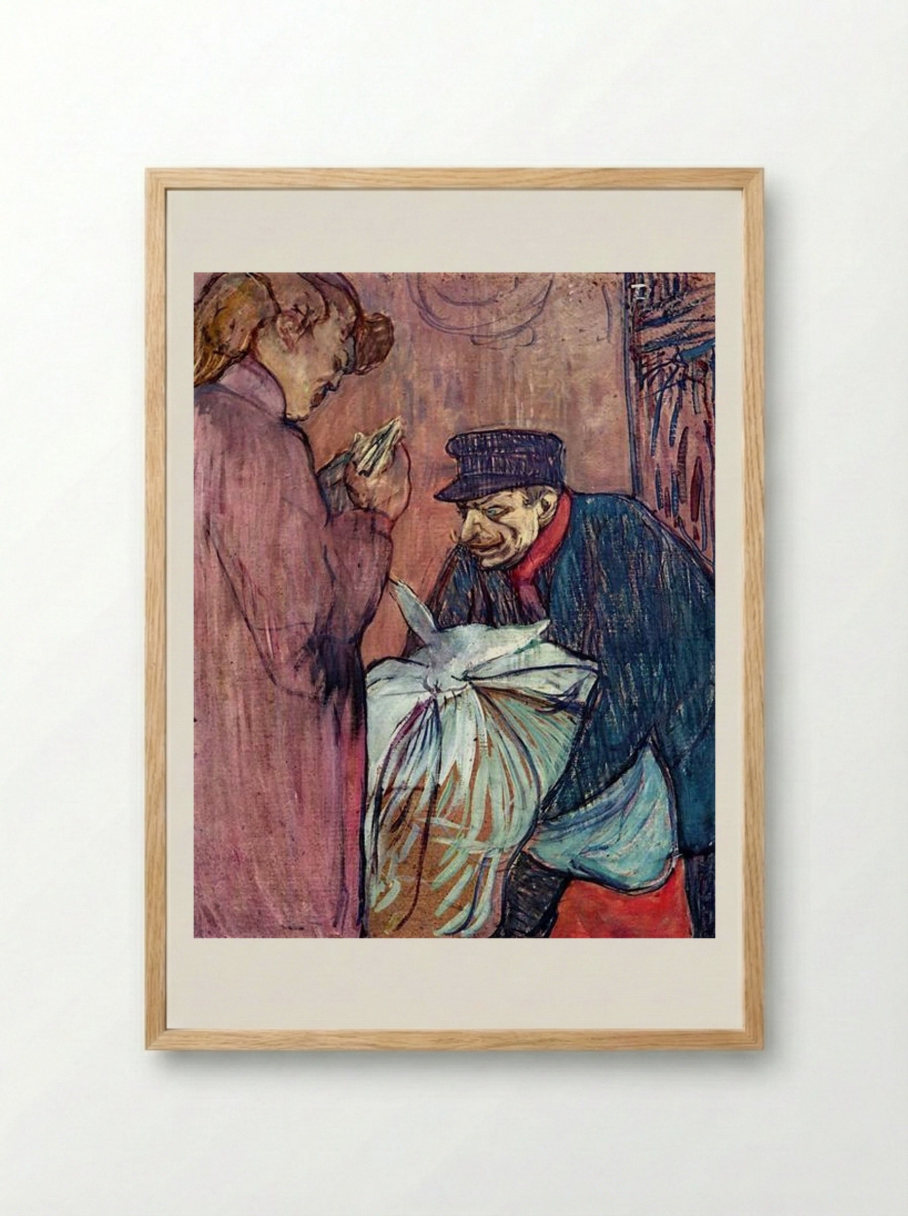The Laundryman Calling at the Brothel - Henri de Toulouse-Lautrec - Framed Print Wood