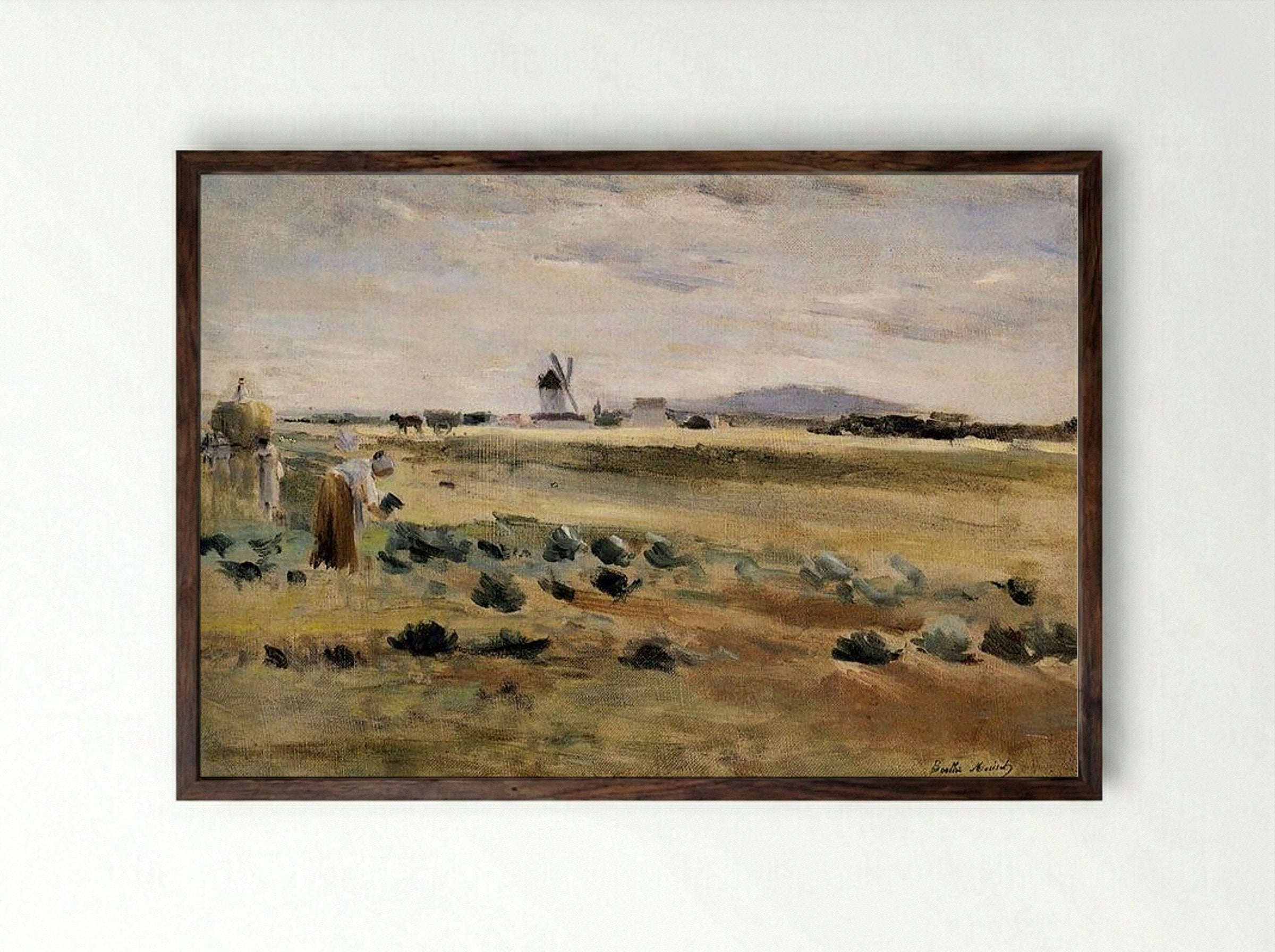 The Little Windmill at Gennevilliers - Berthe Morisot - Framed Print Dark Wood