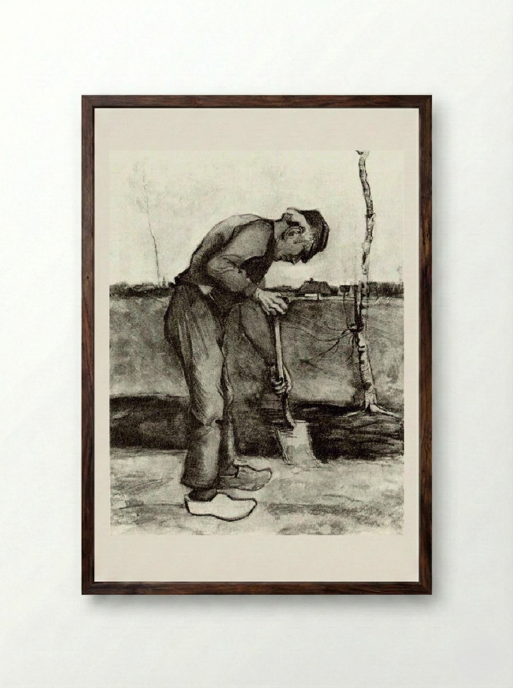 The Digger - Vincent van Gogh - Framed Print Dark Wood