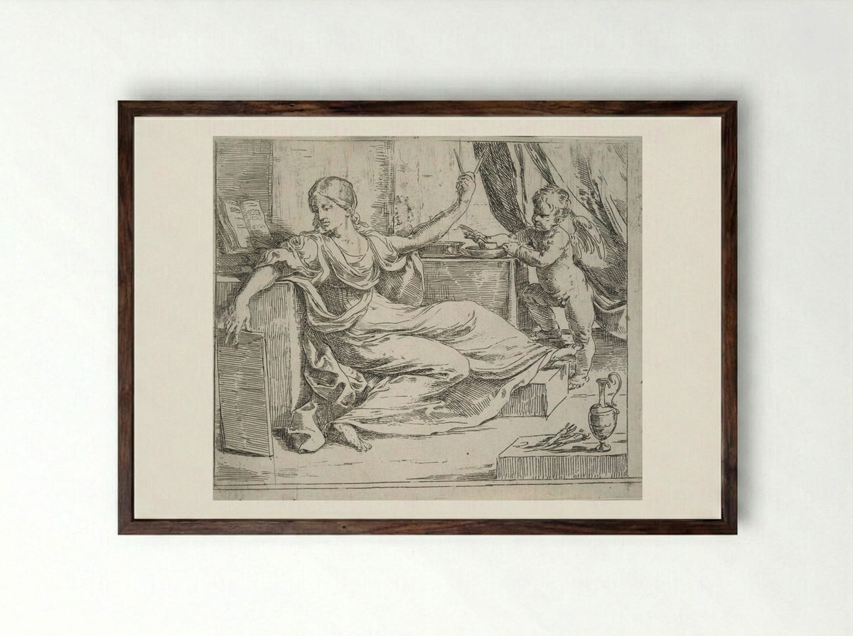 Allegory of Learning - Guido Reni - Framed Print Dark Wood