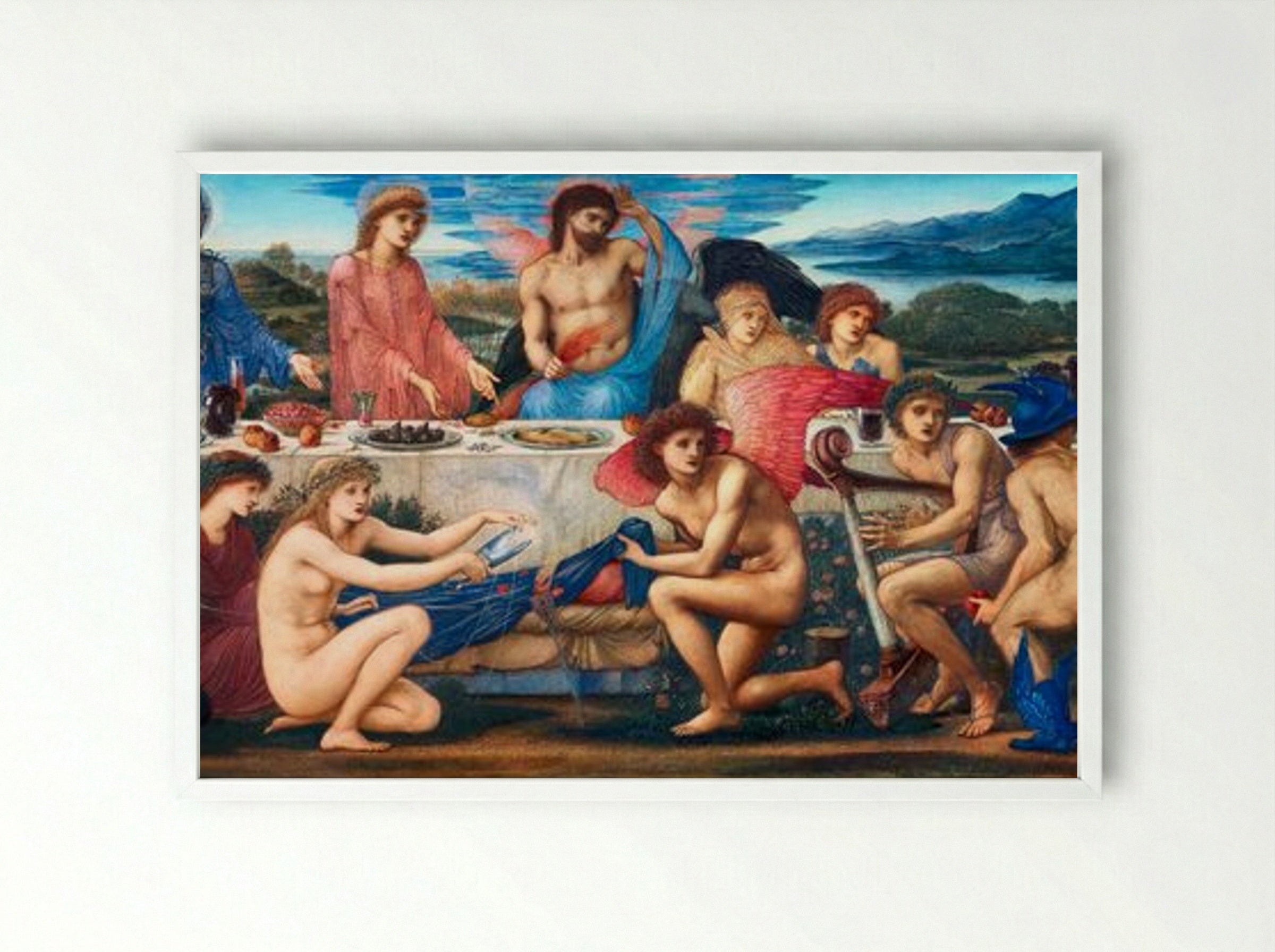 The Feast of Peleus - Edward Burne-Jones - Framed Print White