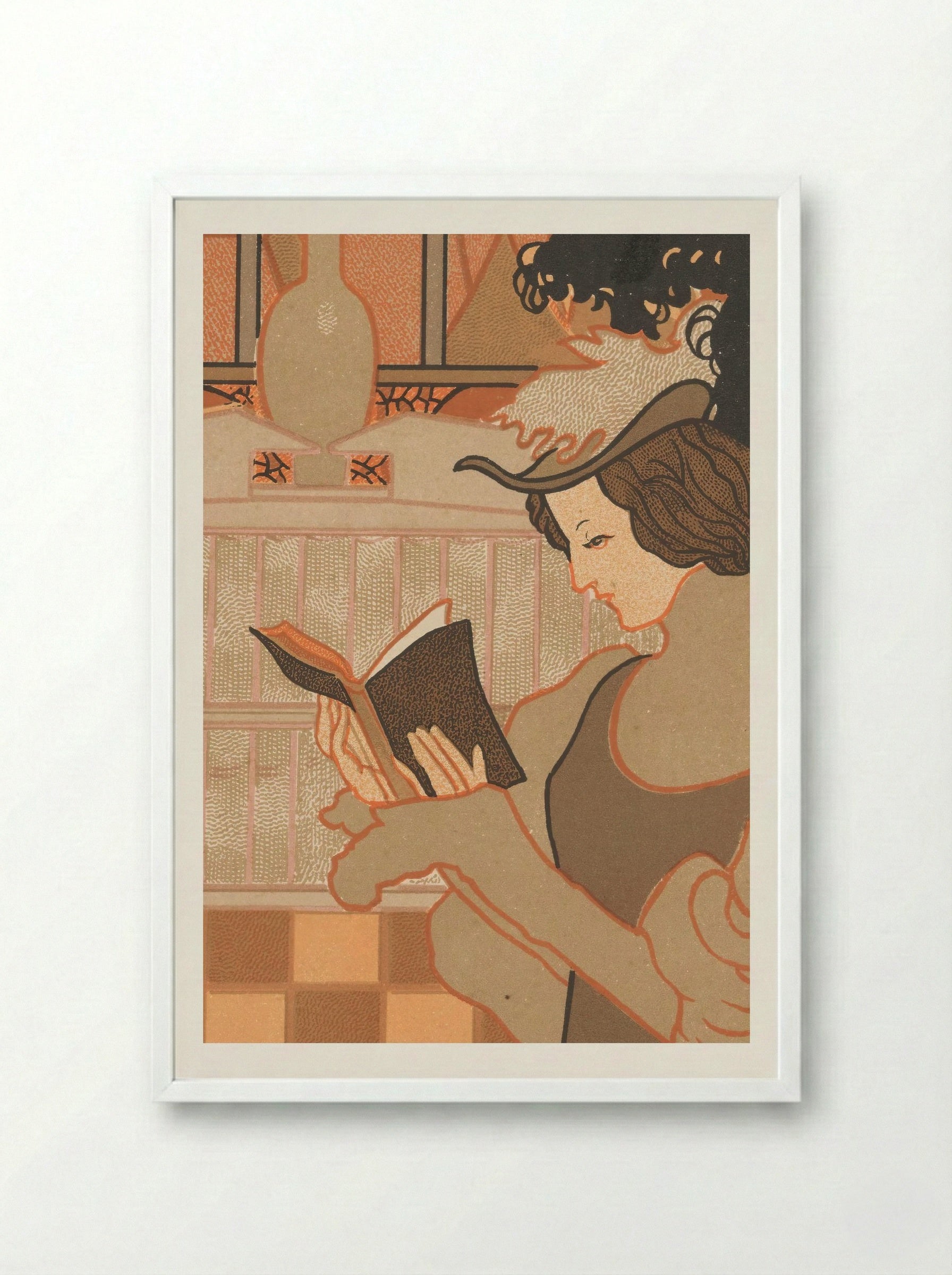 Nieuwjaarswens van Octave Uzanne voor het jaar 1897 - Georges de Feure - Framed Print White