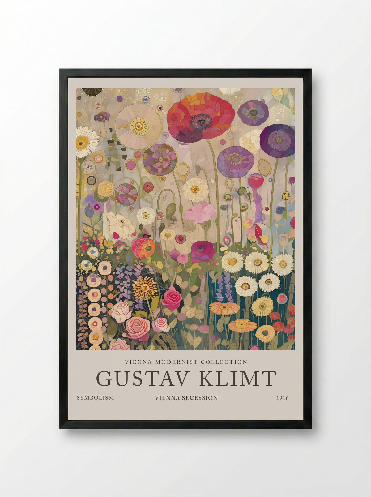 Radiant Flower Waltz - Gustav Klimt - Framed Print Black