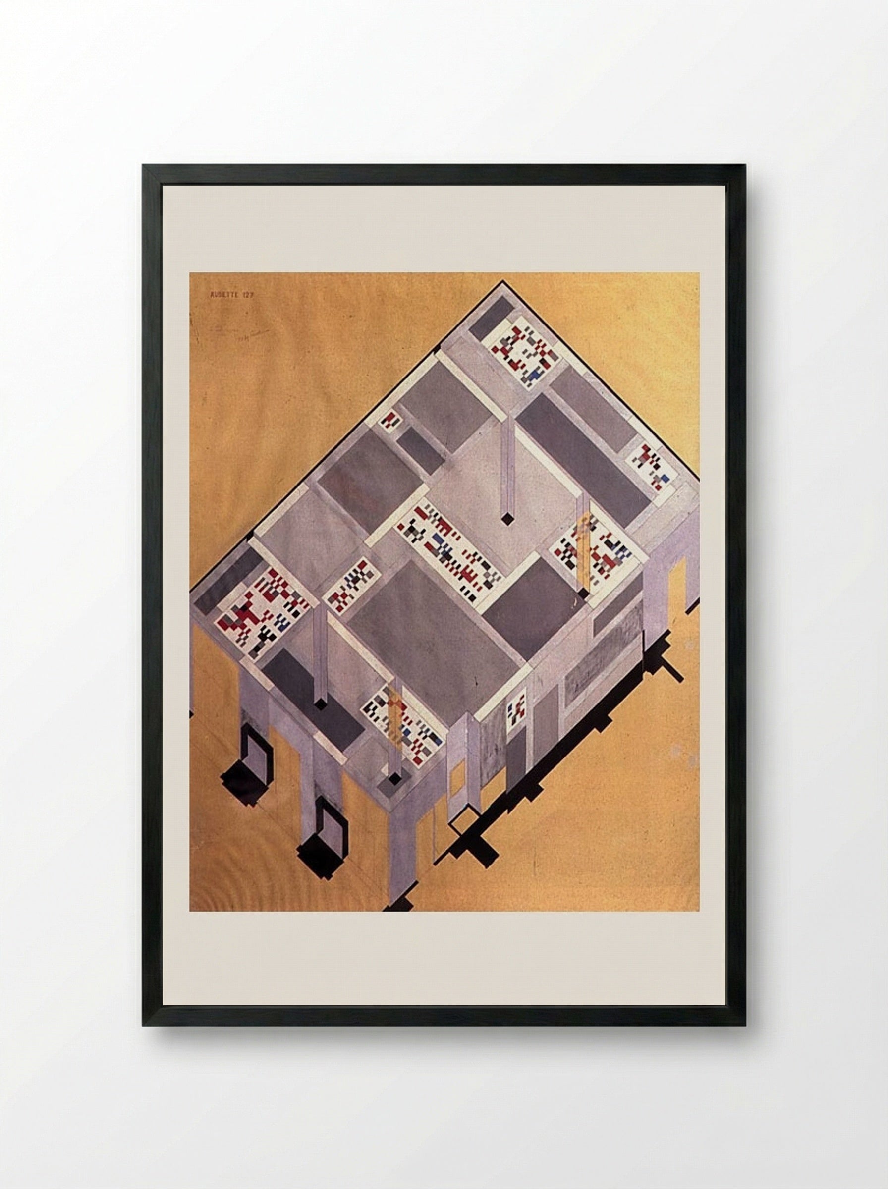 Draft for the tearoom on the ground floor of the Cafe Aubette - Sophie Taeuber-Arp - Framed Print Black