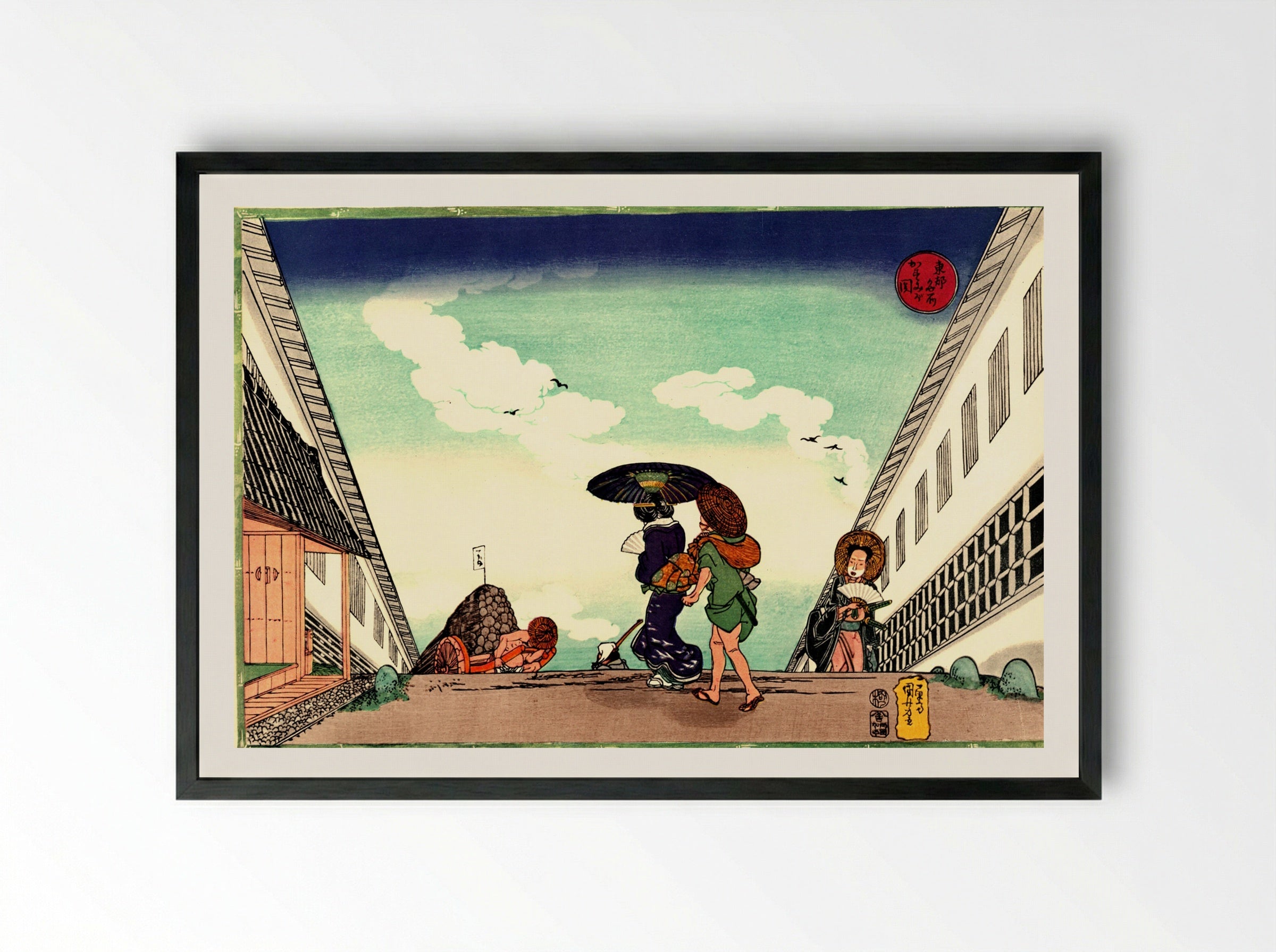 High Noon at Kasumigaseki - Utagawa Kuniyoshi - Framed Print Black