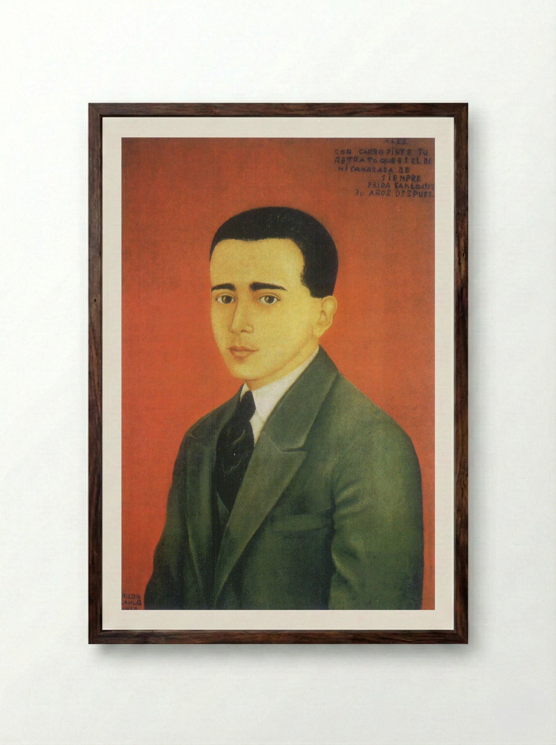 Portrait of Alejandro Gómez Arias - Frida Kahlo - Framed Print Dark Wood