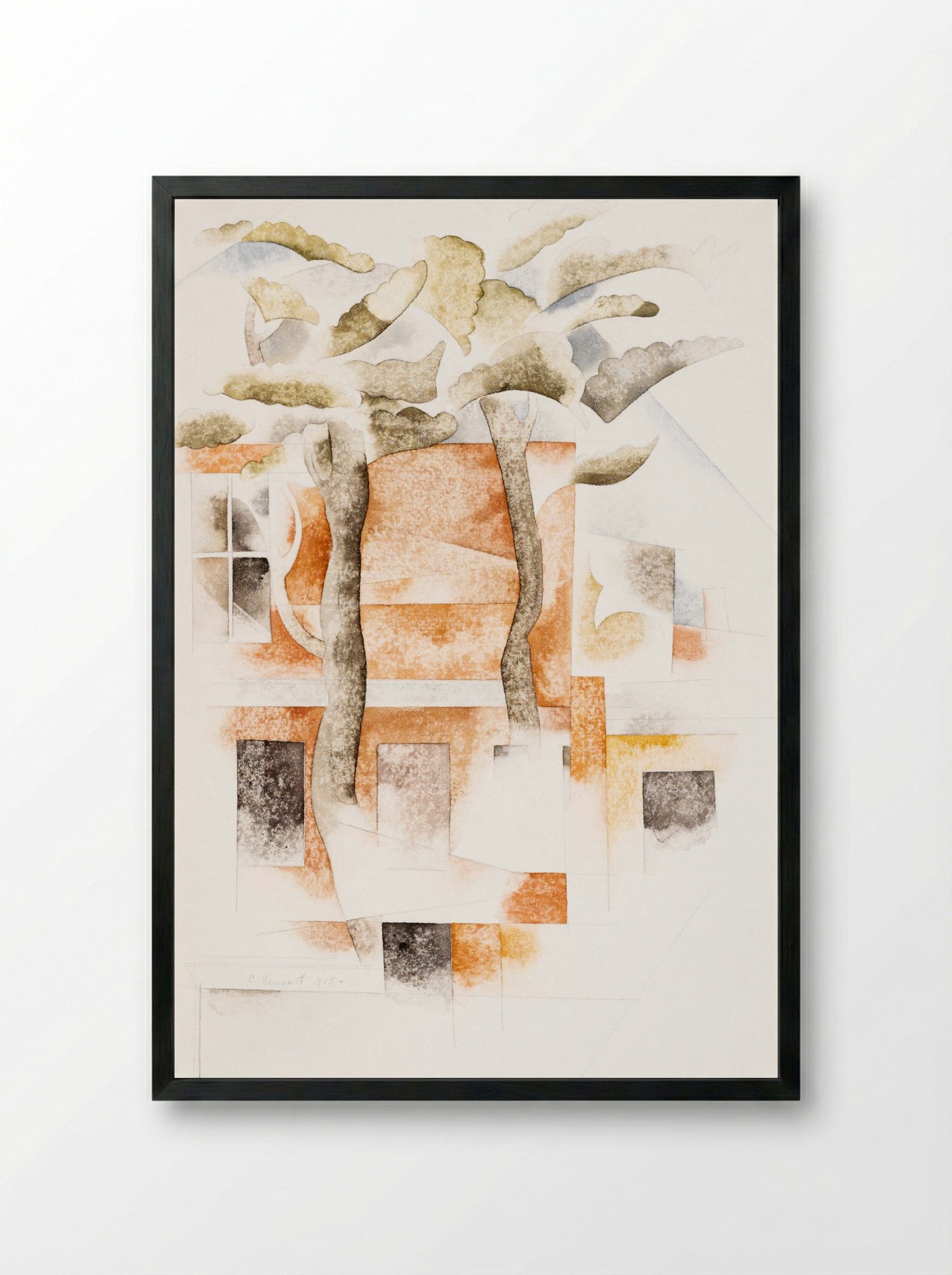 Bermuda Houses Seen Through Trees - Charles Demuth - Framed Print Black