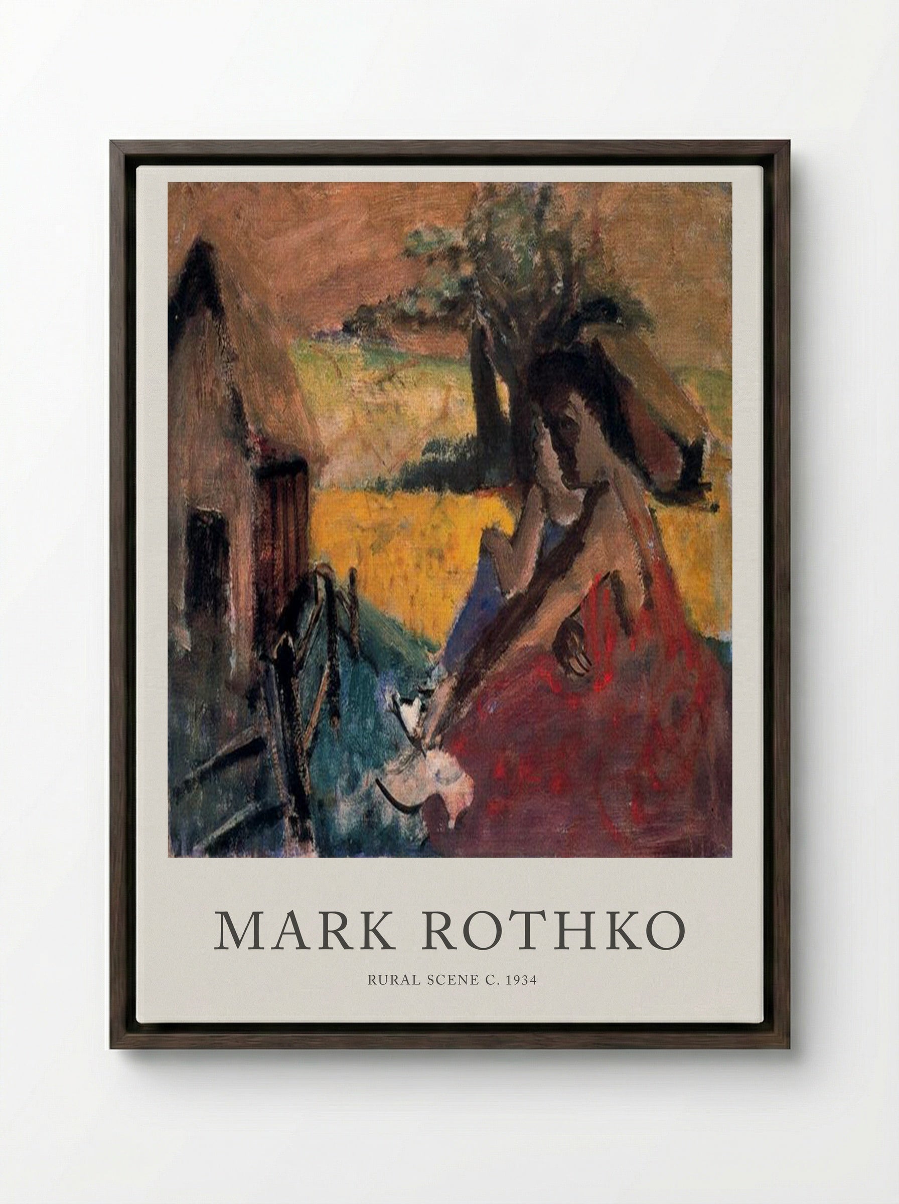 Rural Scene - Mark Rothko - Framed Canvas Dark Wood