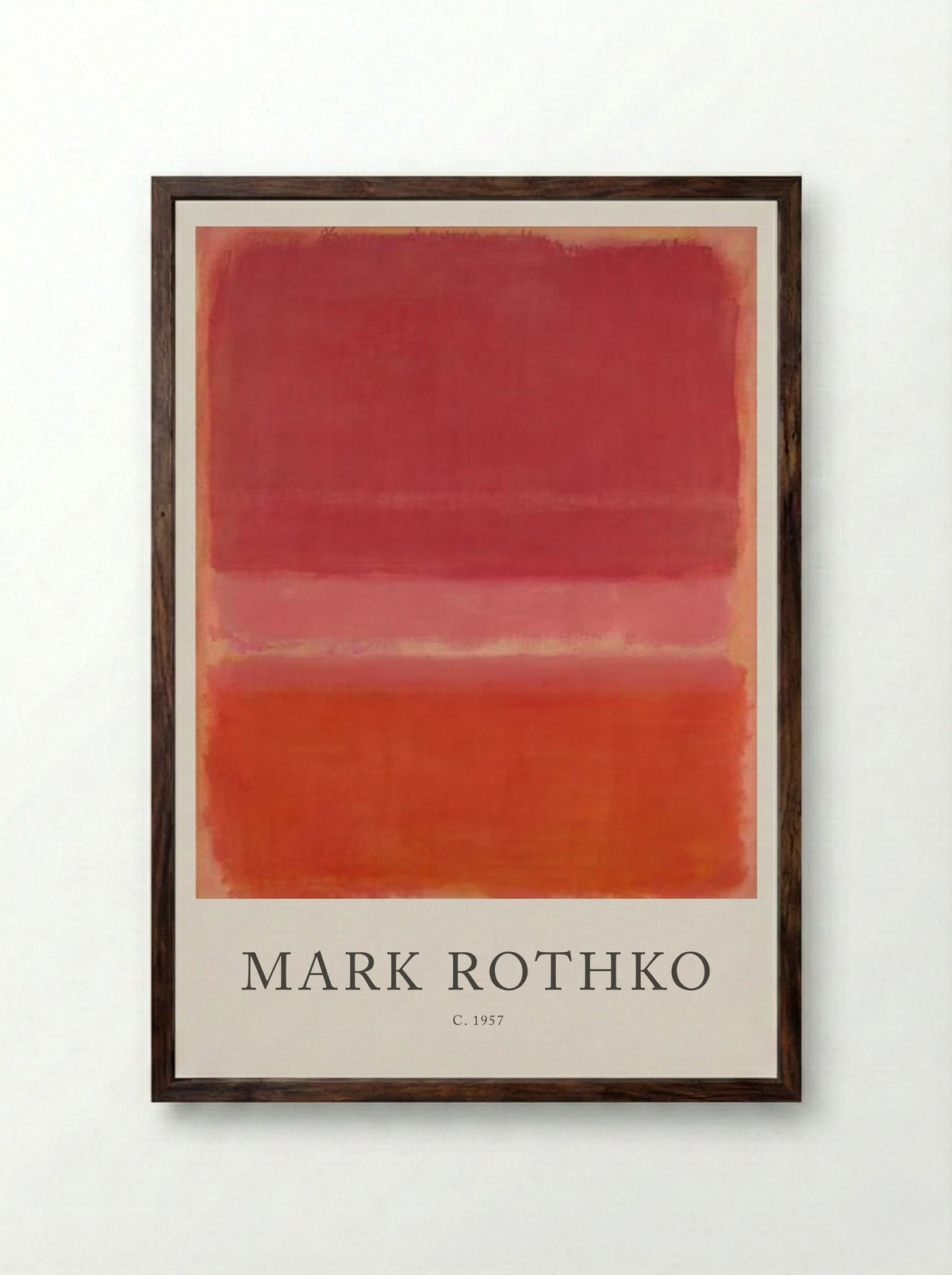 Untitled (Three Rectangles, Shades of Red) - Mark Rothko - Framed Print Dark Wood