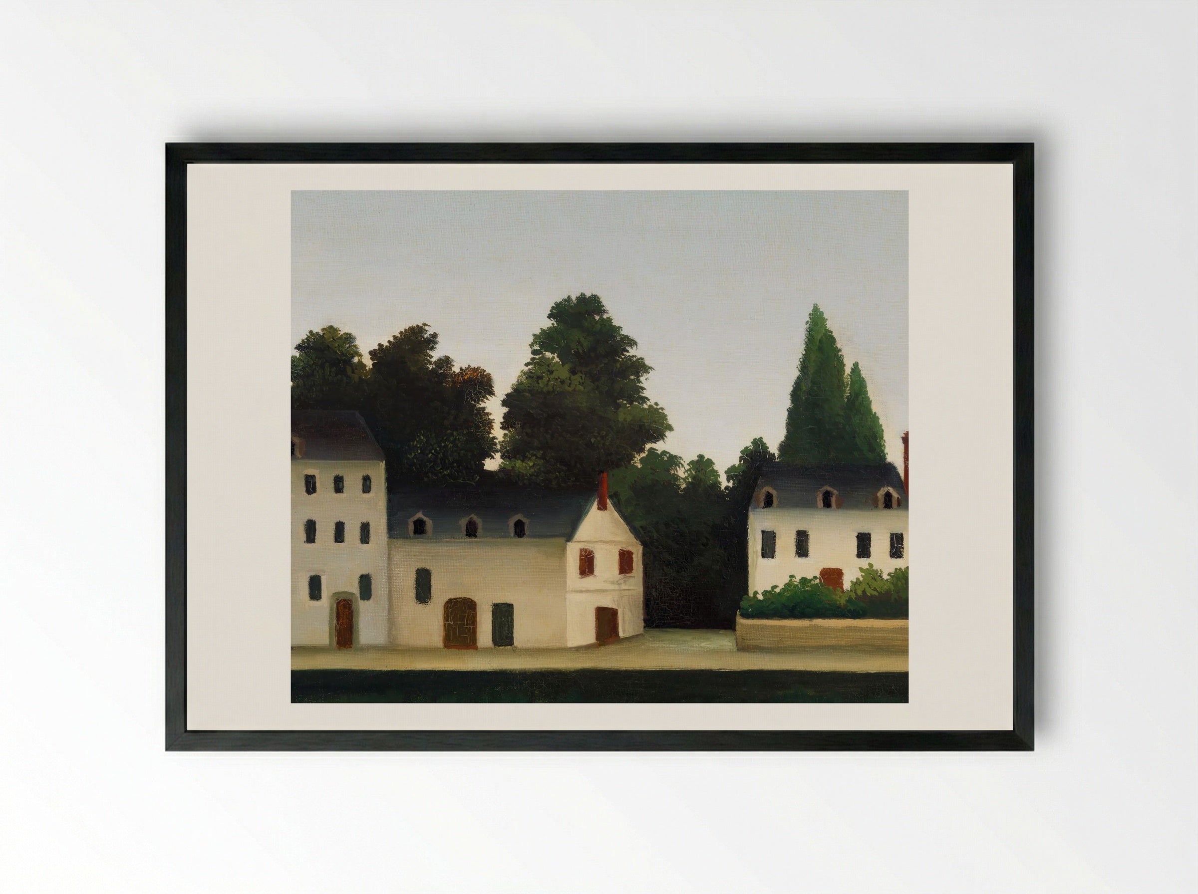 Landscape and Four Fishermen - Henri Rousseau - Framed Print Black