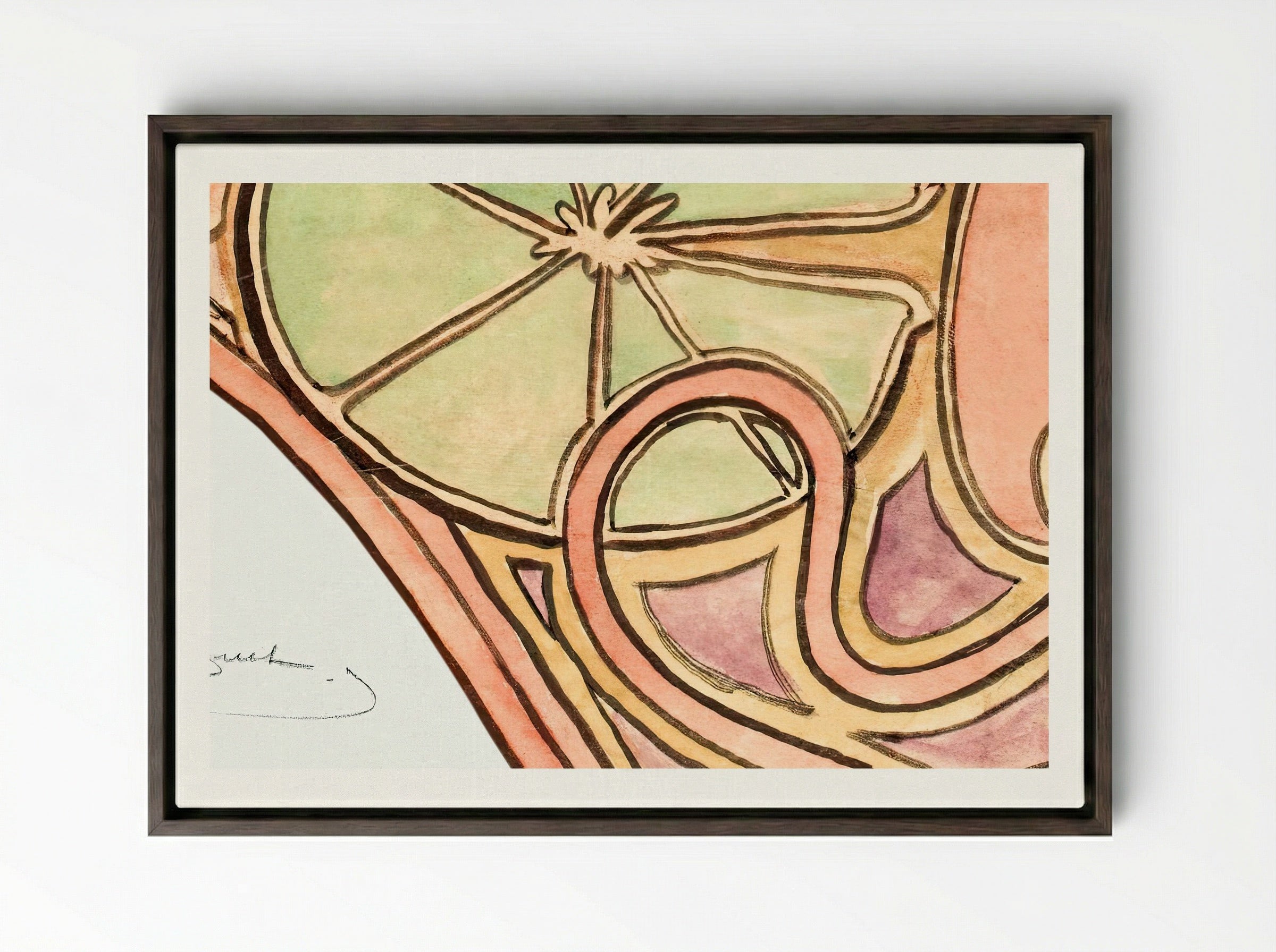 Decor of the Basin Rim of the Fouquet Boutique Fountain - Alphonse Mucha - Framed Canvas Dark Wood