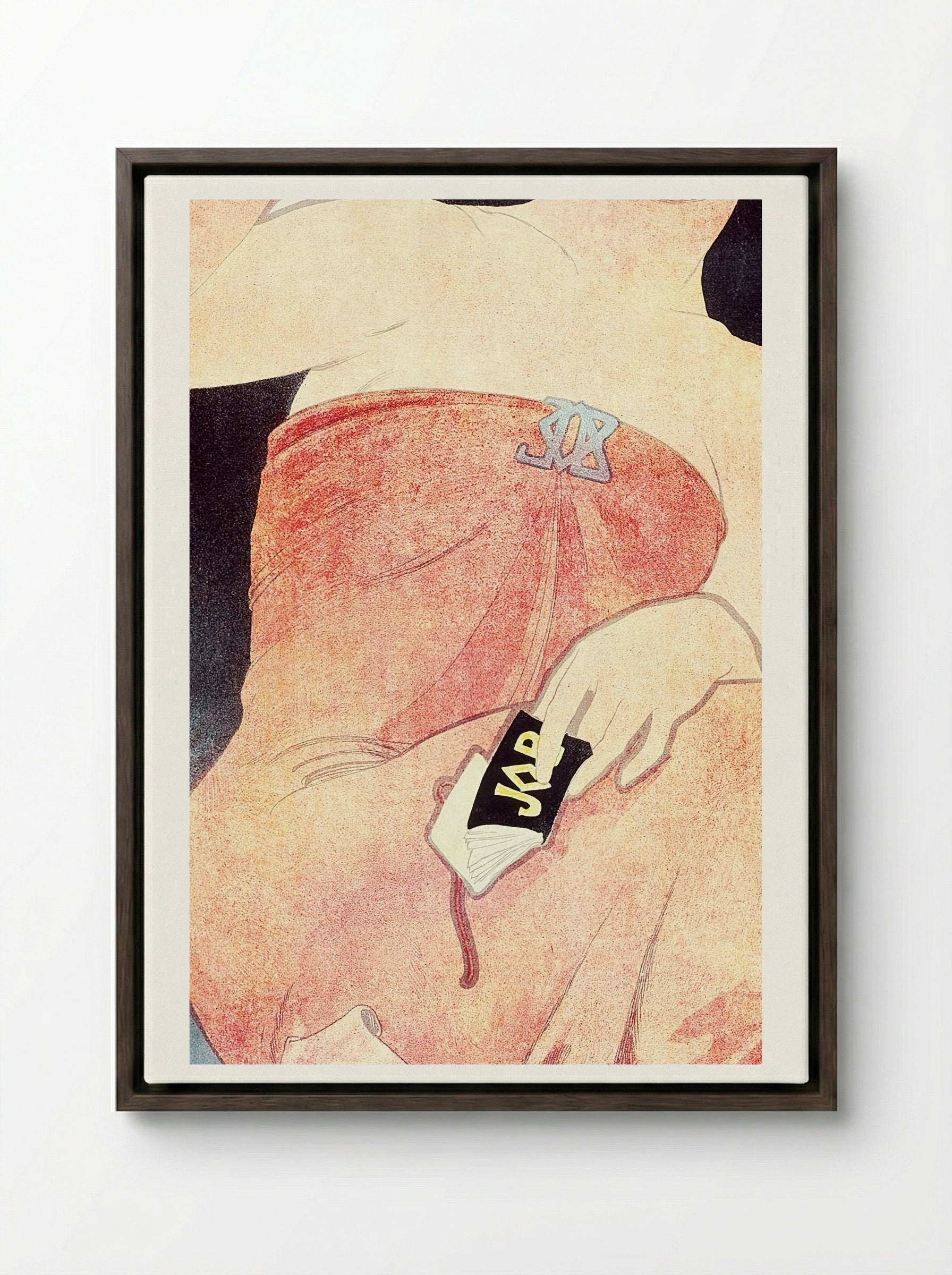 JOB (Woman Smoking) - Alphonse Mucha - Framed Canvas Dark Wood