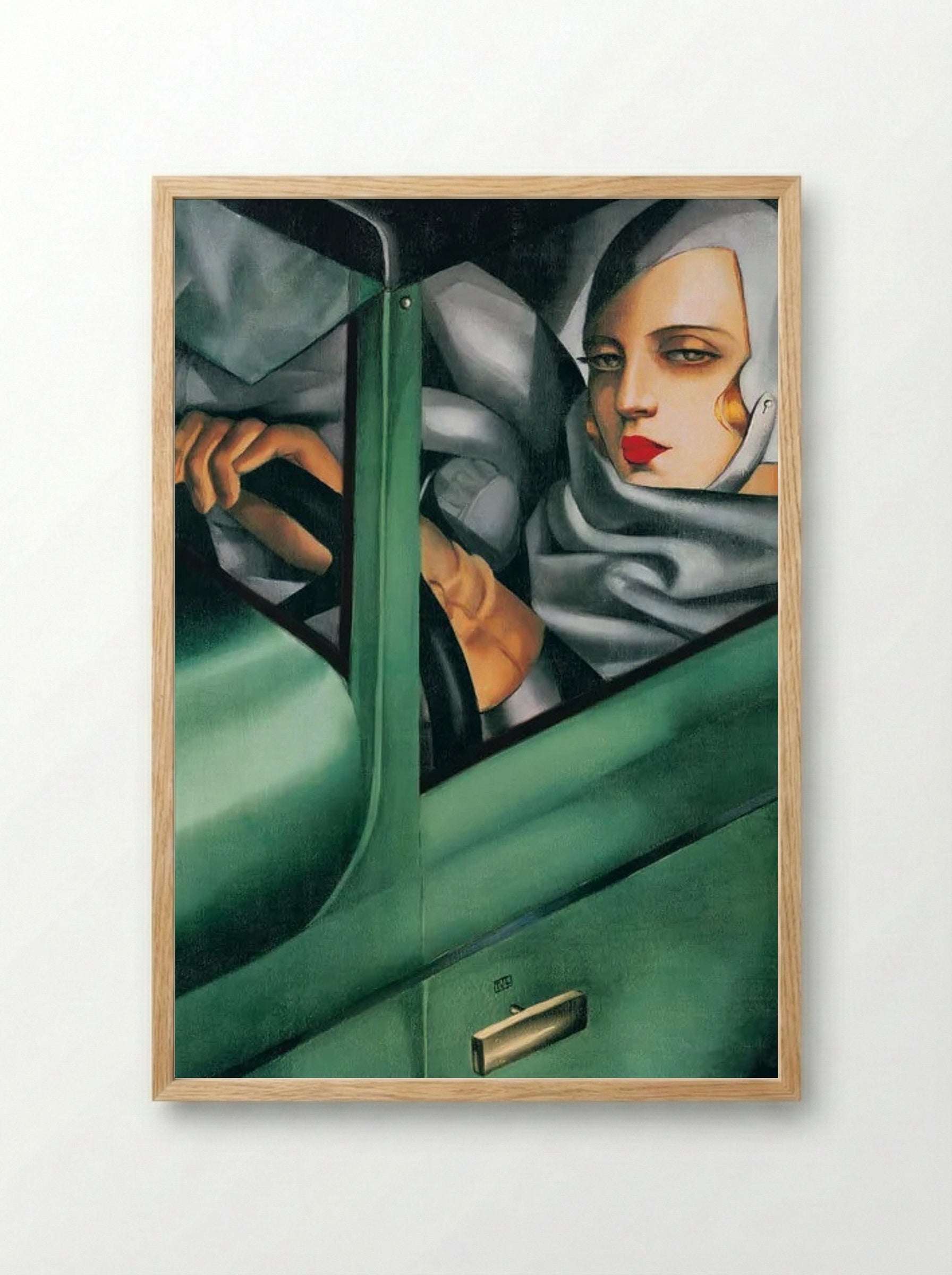 My Portrait (Self-Portrait in the Green Bugatti) - Tamara de Lempicka - Framed Print Wood