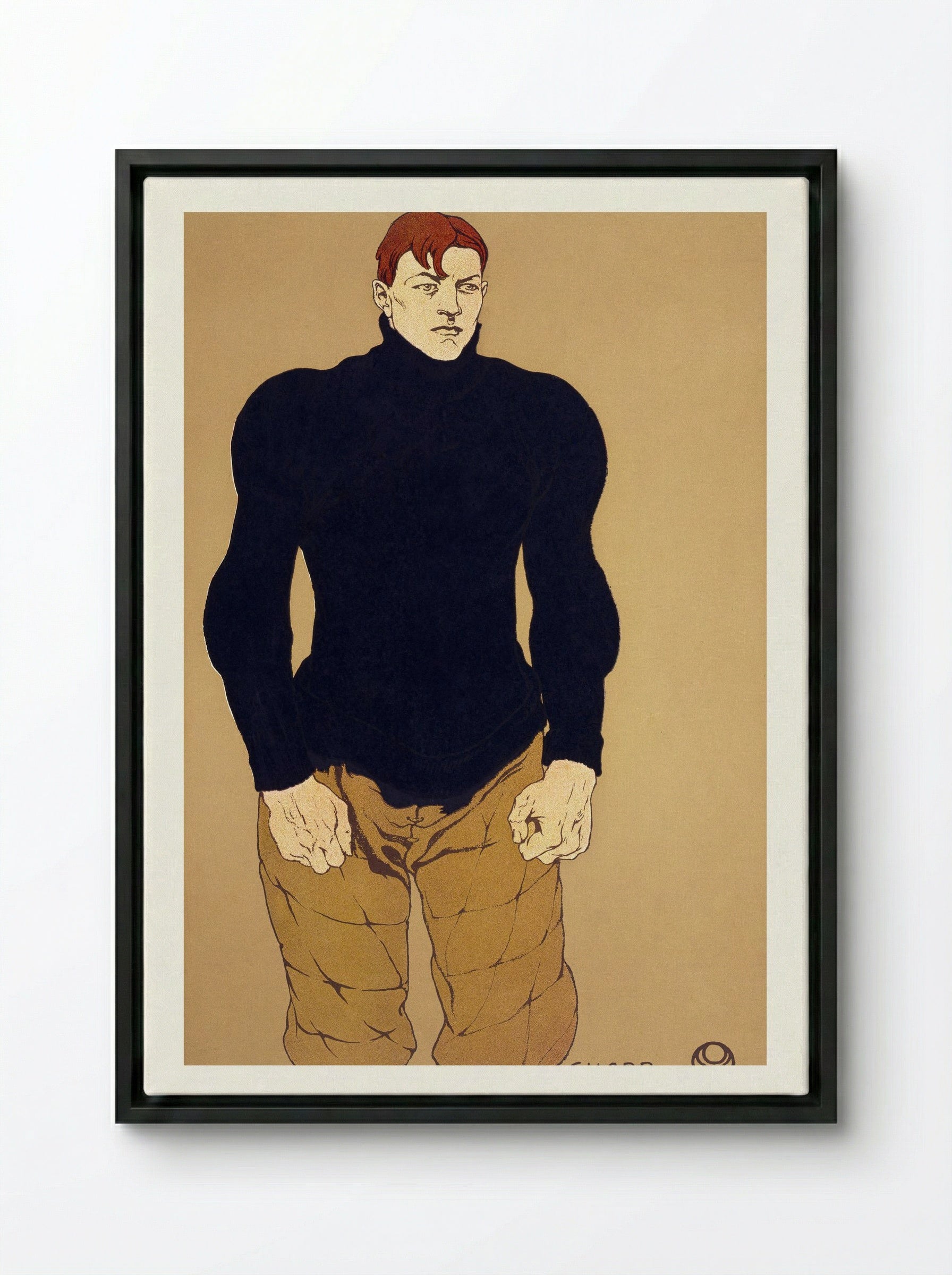 Athlete (Guard) - Edward Penfield - Framed Canvas Black