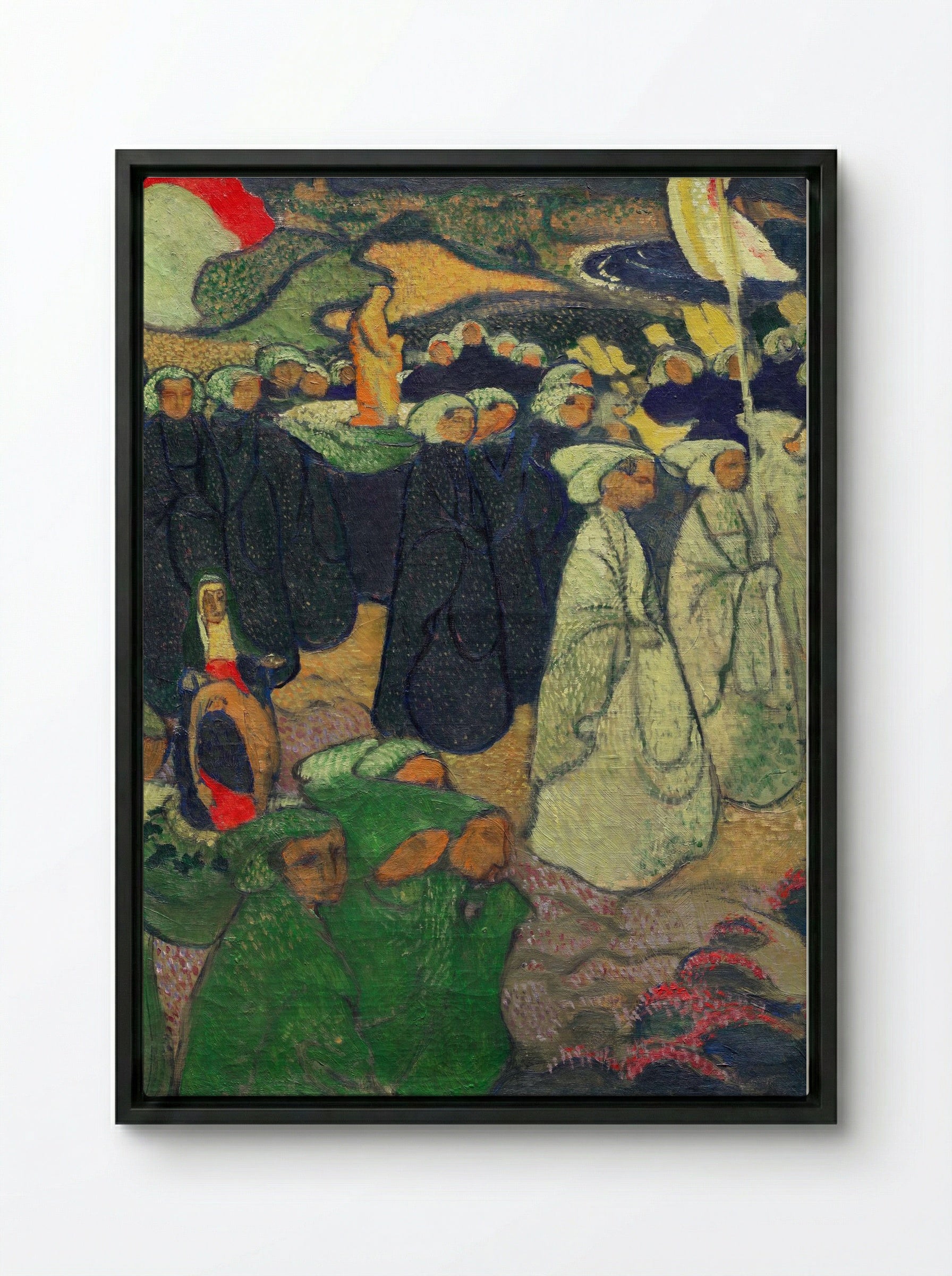Procession on Pardon at Perros-Guirec - Maurice Denis - Framed Canvas Black