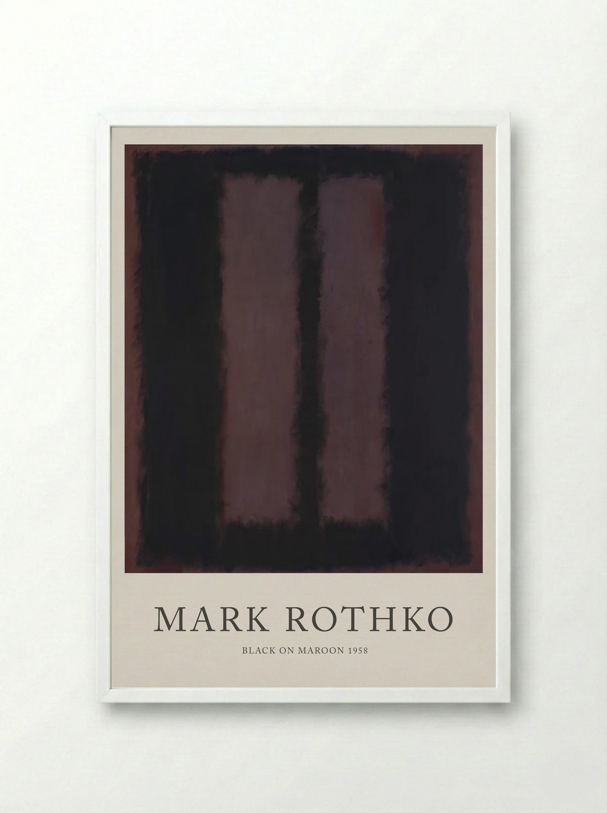 Black on Maroon - Mark Rothko - Framed Print White