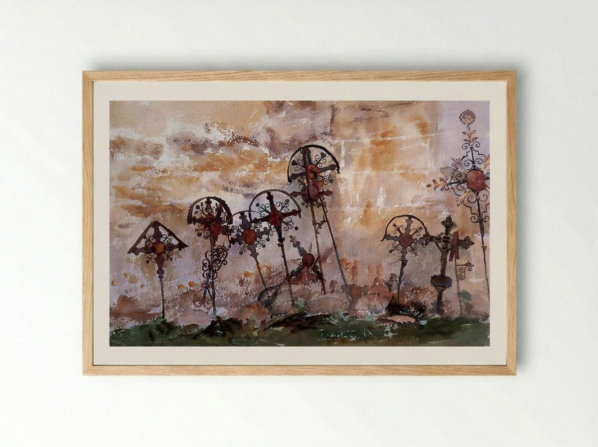 Graveyard in the Tyrol - John Singer Sargent - Framed Print Wood