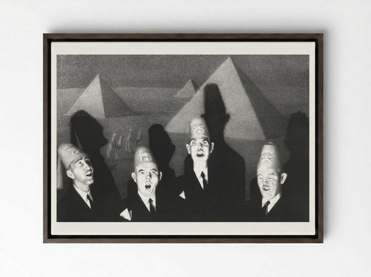Shriner's Quartet - Grant Wood - Framed Canvas Dark Wood