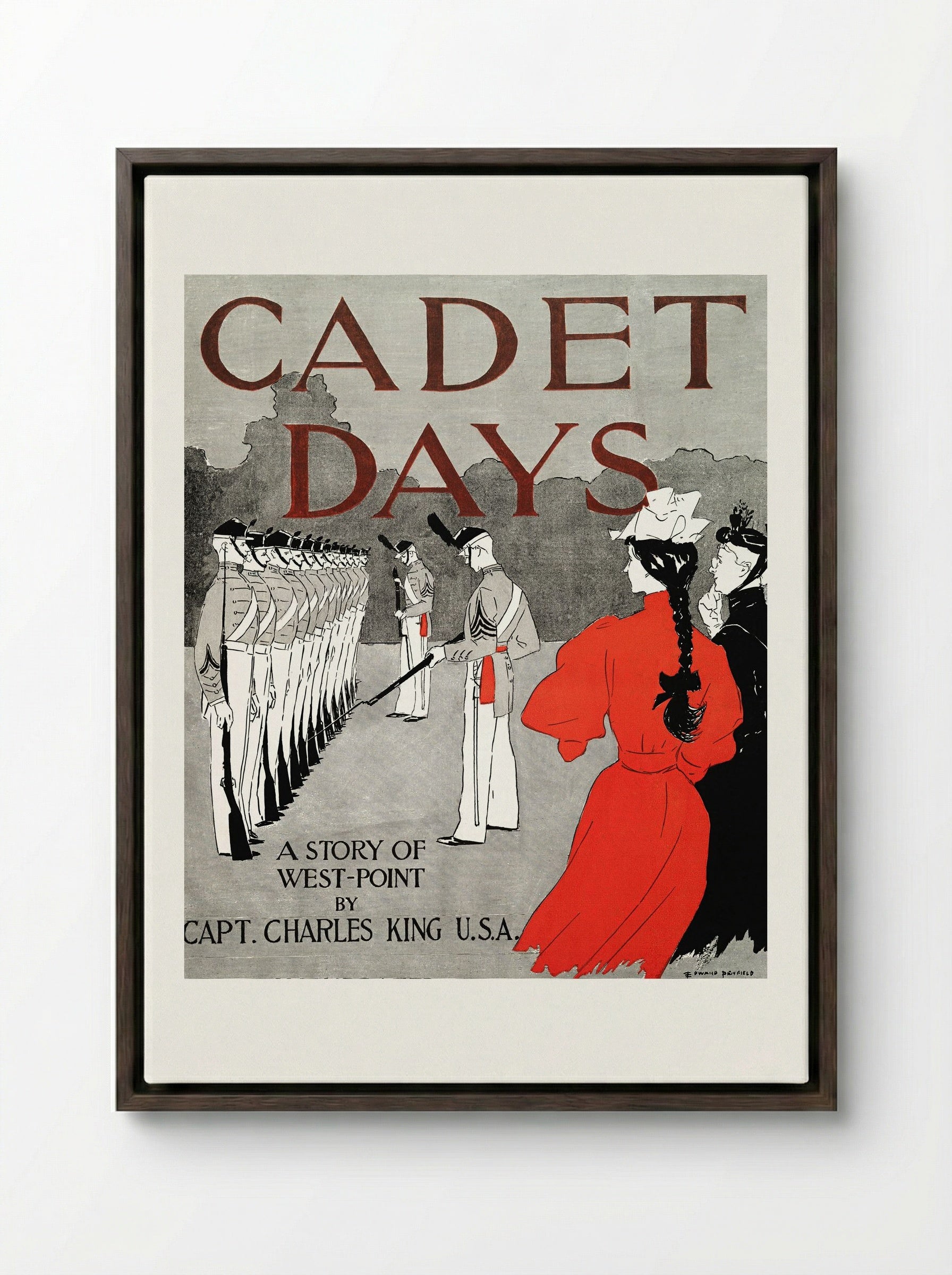 Cadet Days - Edward Penfield - Framed Canvas Dark Wood