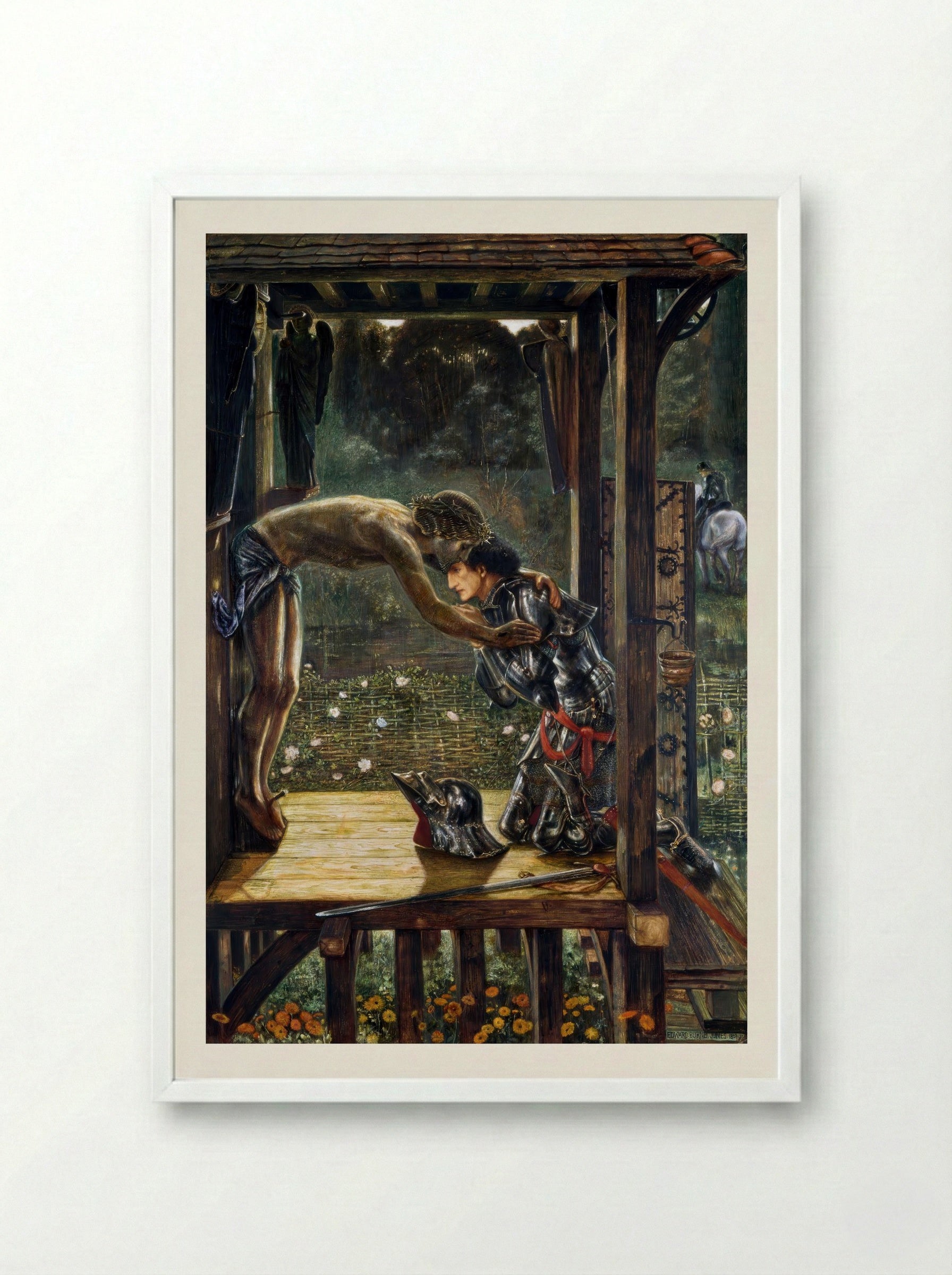 The Merciful Knight - Edward Burne-Jones - Framed Print White