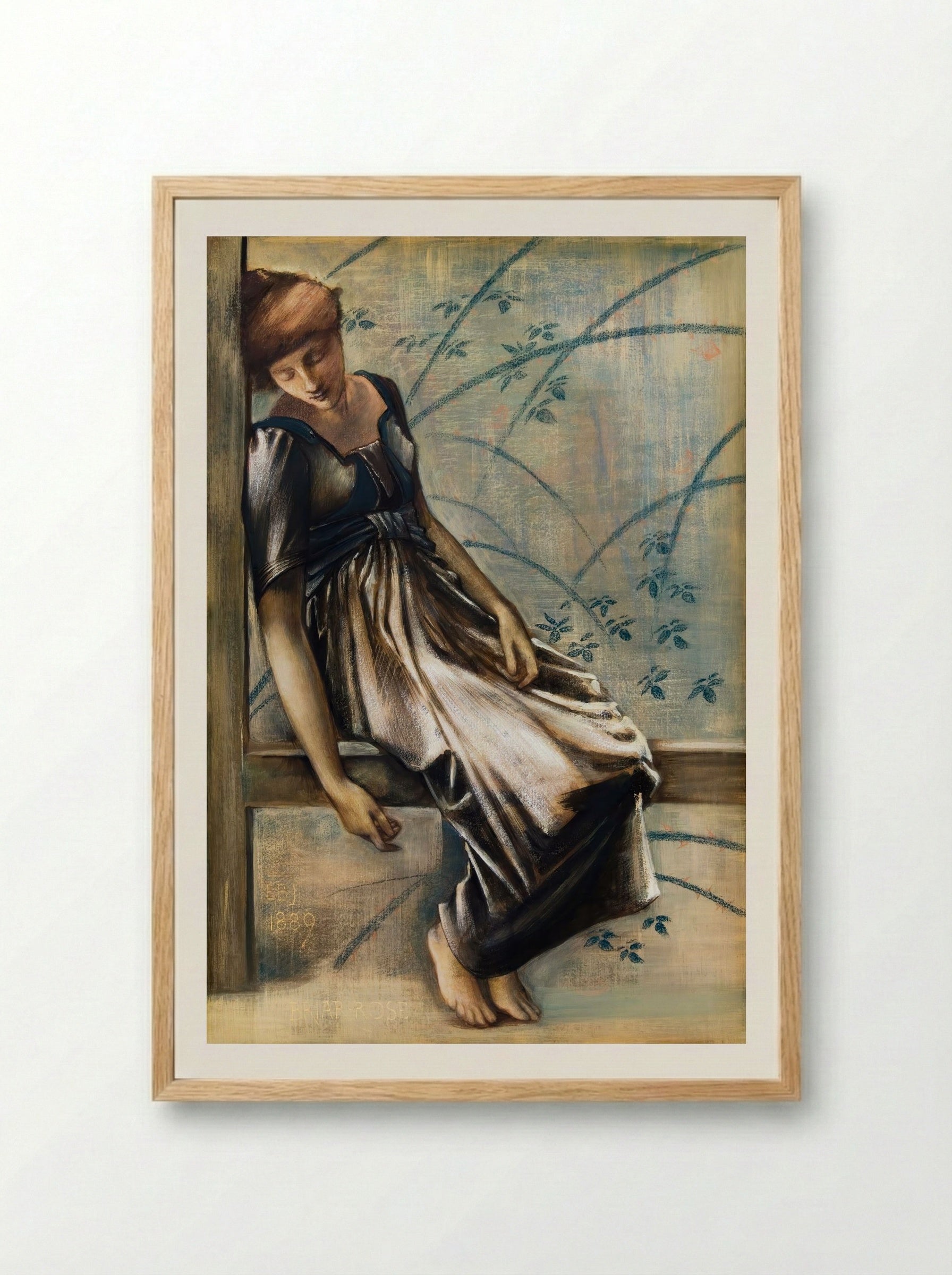 Study for 'The Garden Court' (The Briar Rose Series) - Sir Edward Burne-Jones - Framed Print Wood
