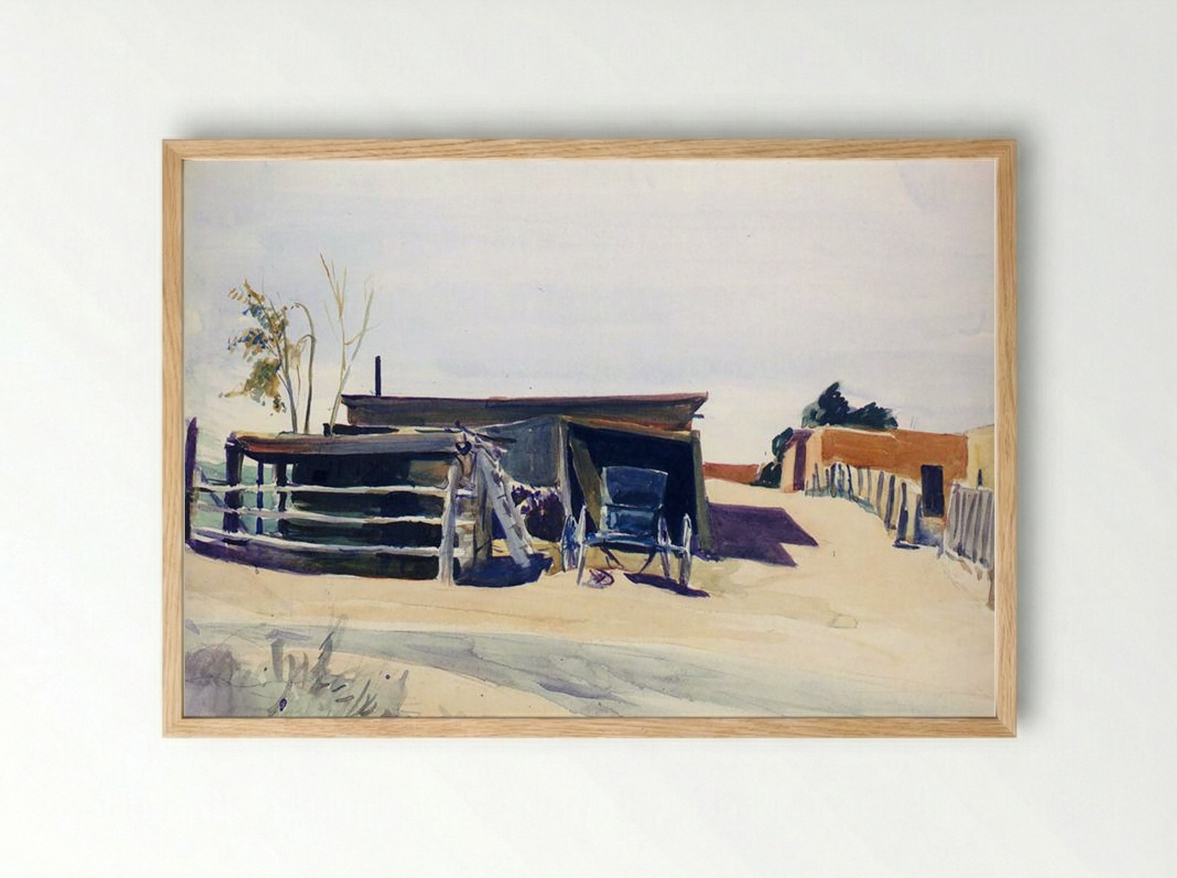 Adobes and Shed, New Mexico - Edward Hopper - Framed Print Wood