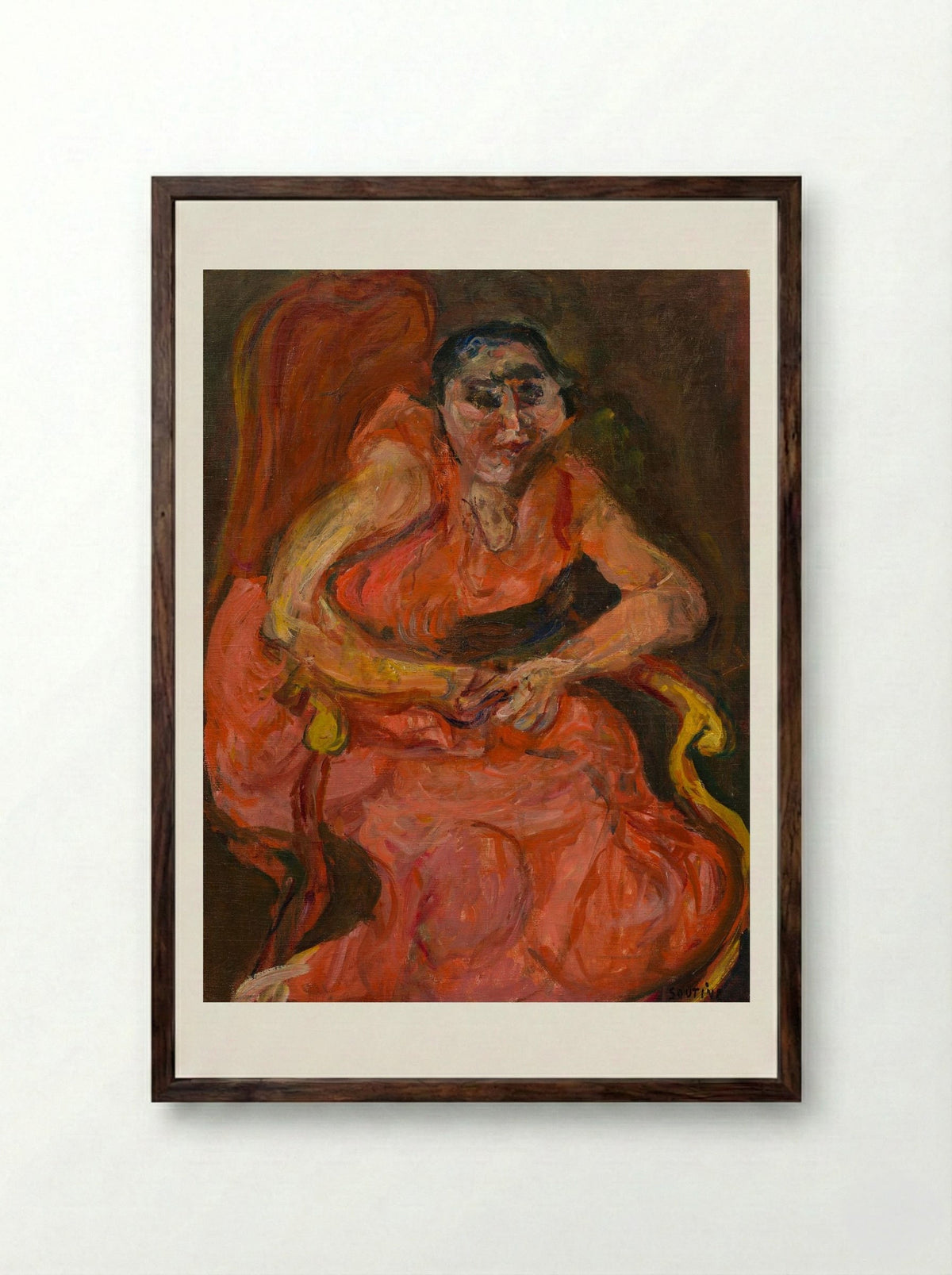 Woman in Pink - Chaïm Soutine - Framed Print Dark Wood