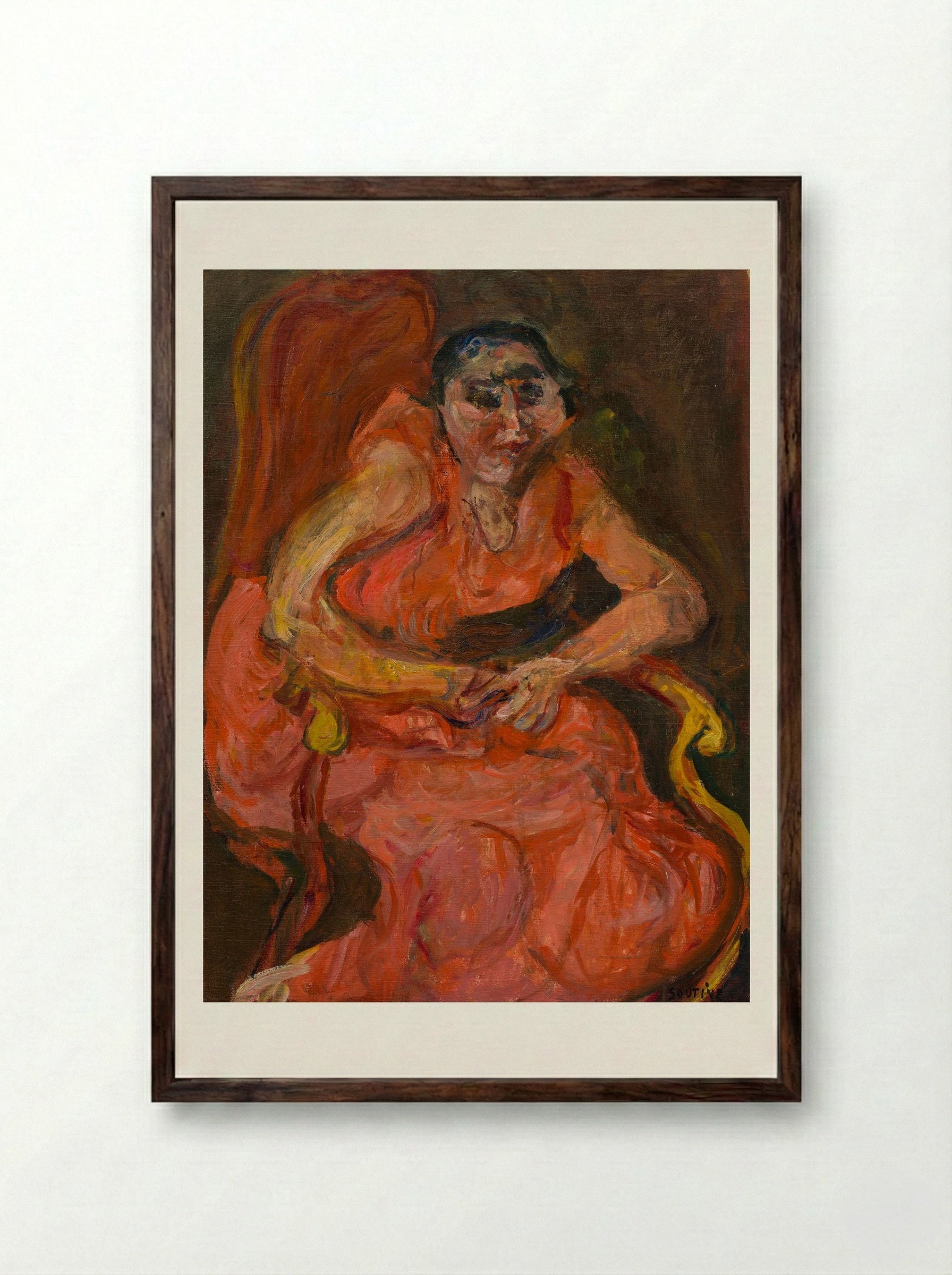 Woman in Pink - Chaïm Soutine - Framed Print Dark Wood