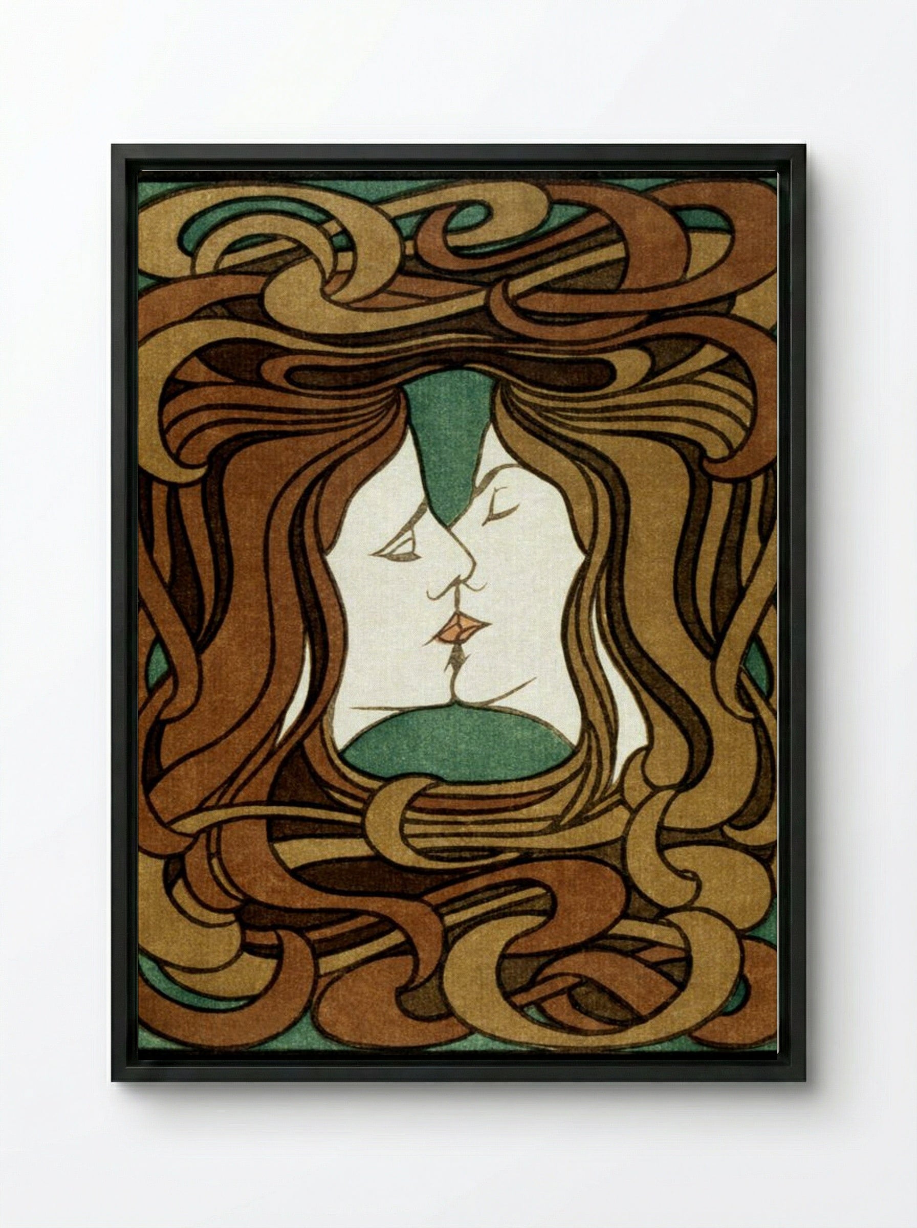 The Kiss - Peter Behrens - Framed Canvas Black
