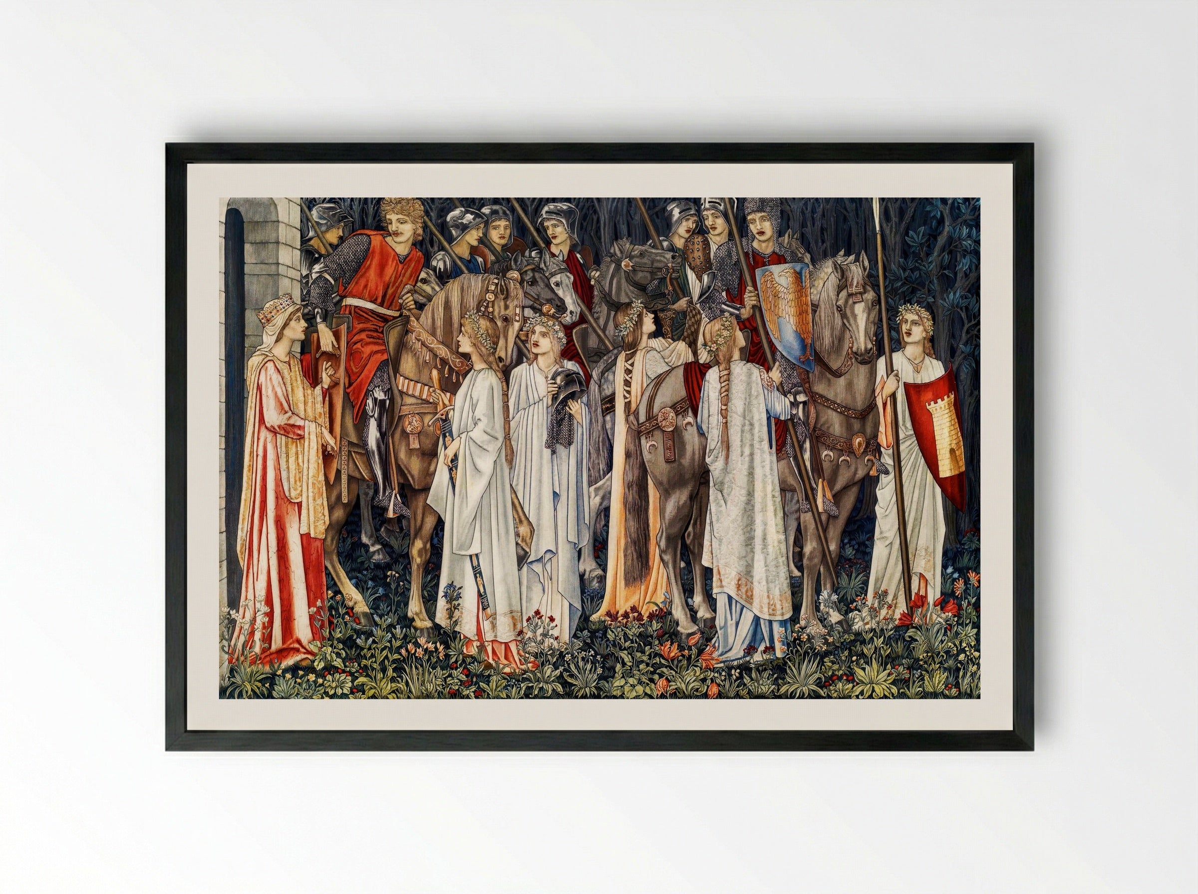 The Arming and Departure of the Knights - William Morris - Framed Print Black