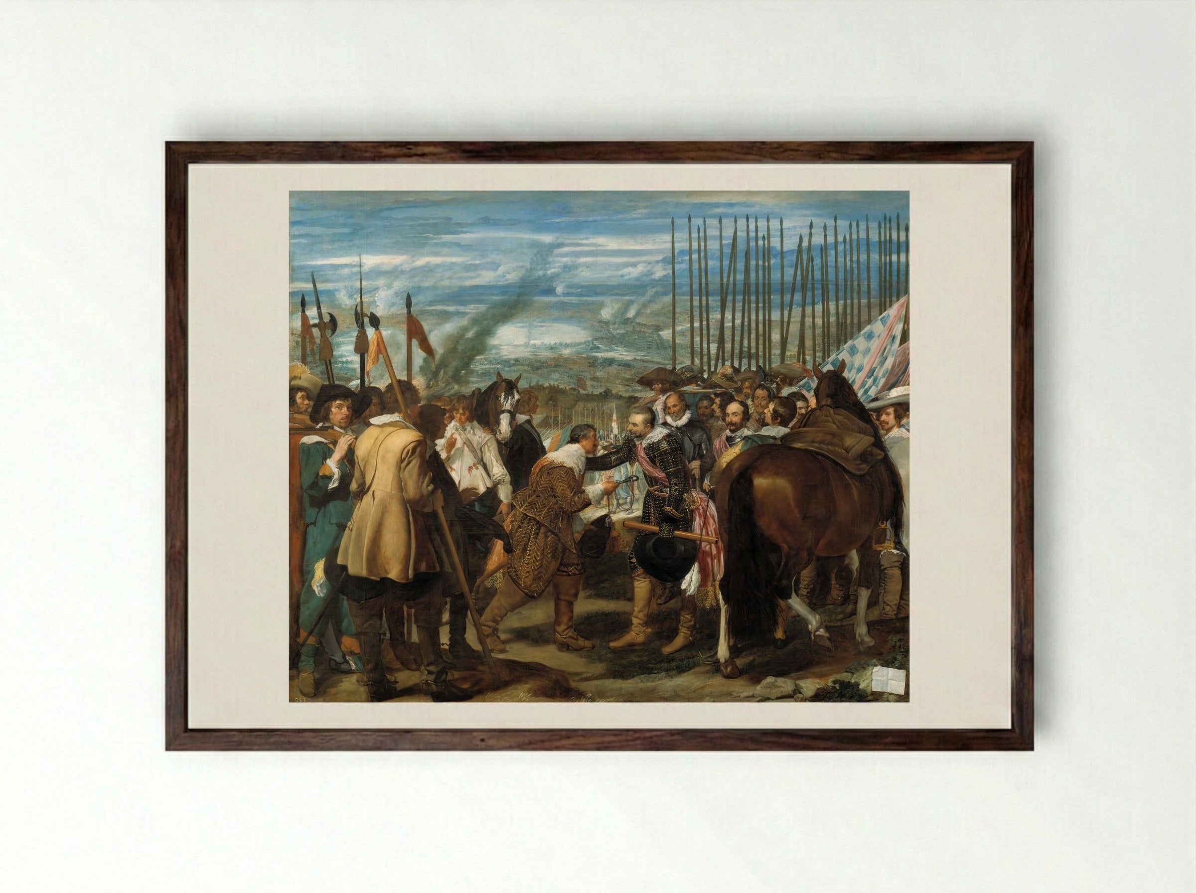 The Surrender of Breda - Diego Velázquez - Framed Print Dark Wood