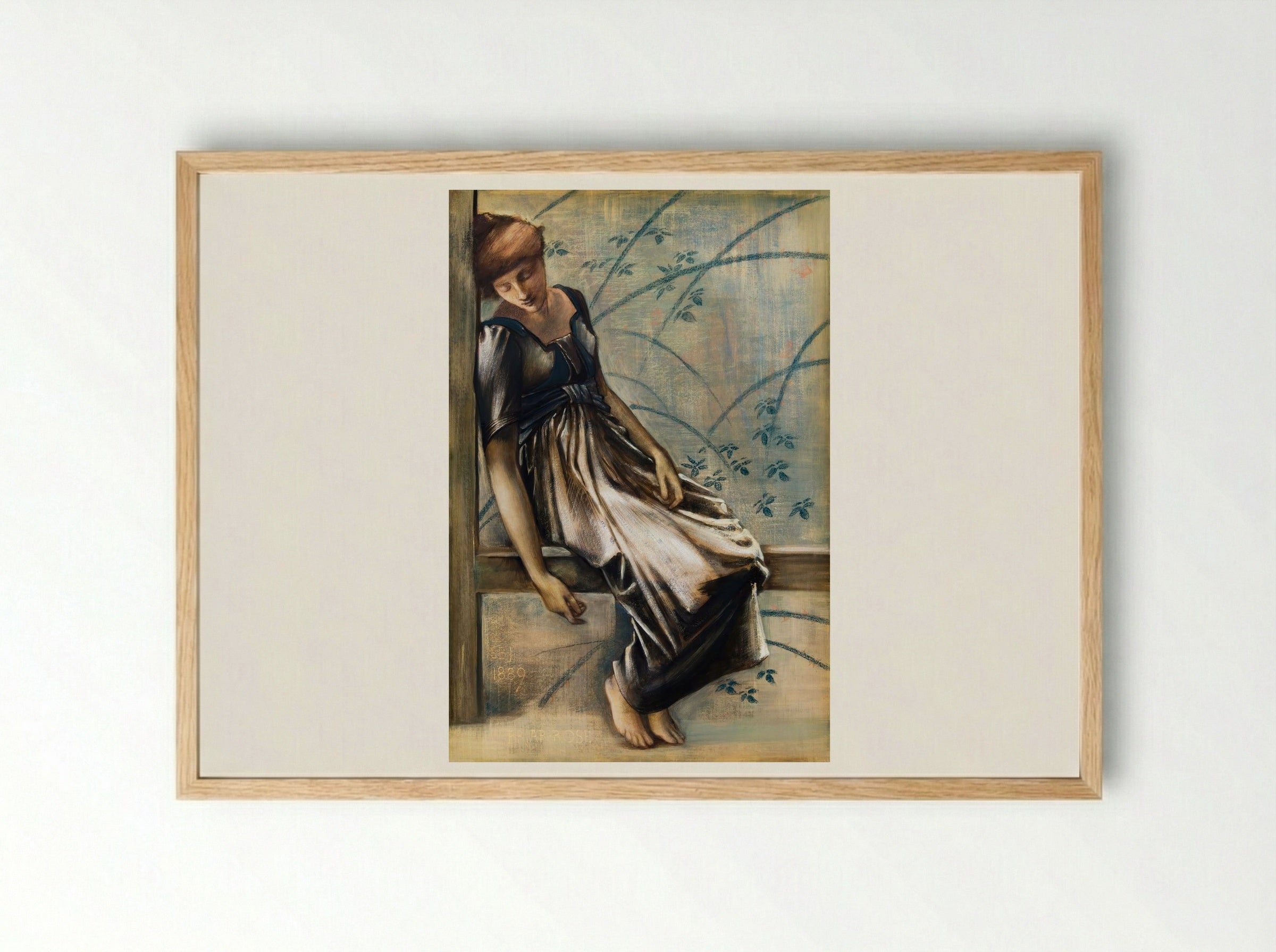 Study for 'The Garden Court' from 'The Briar Rose' Series - Edward Burne-Jones - Framed Print Wood
