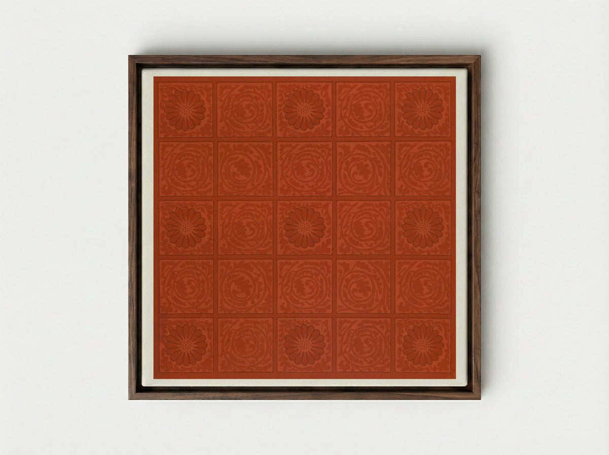 Diaper Pattern - William Morris - Framed Canvas Dark Wood