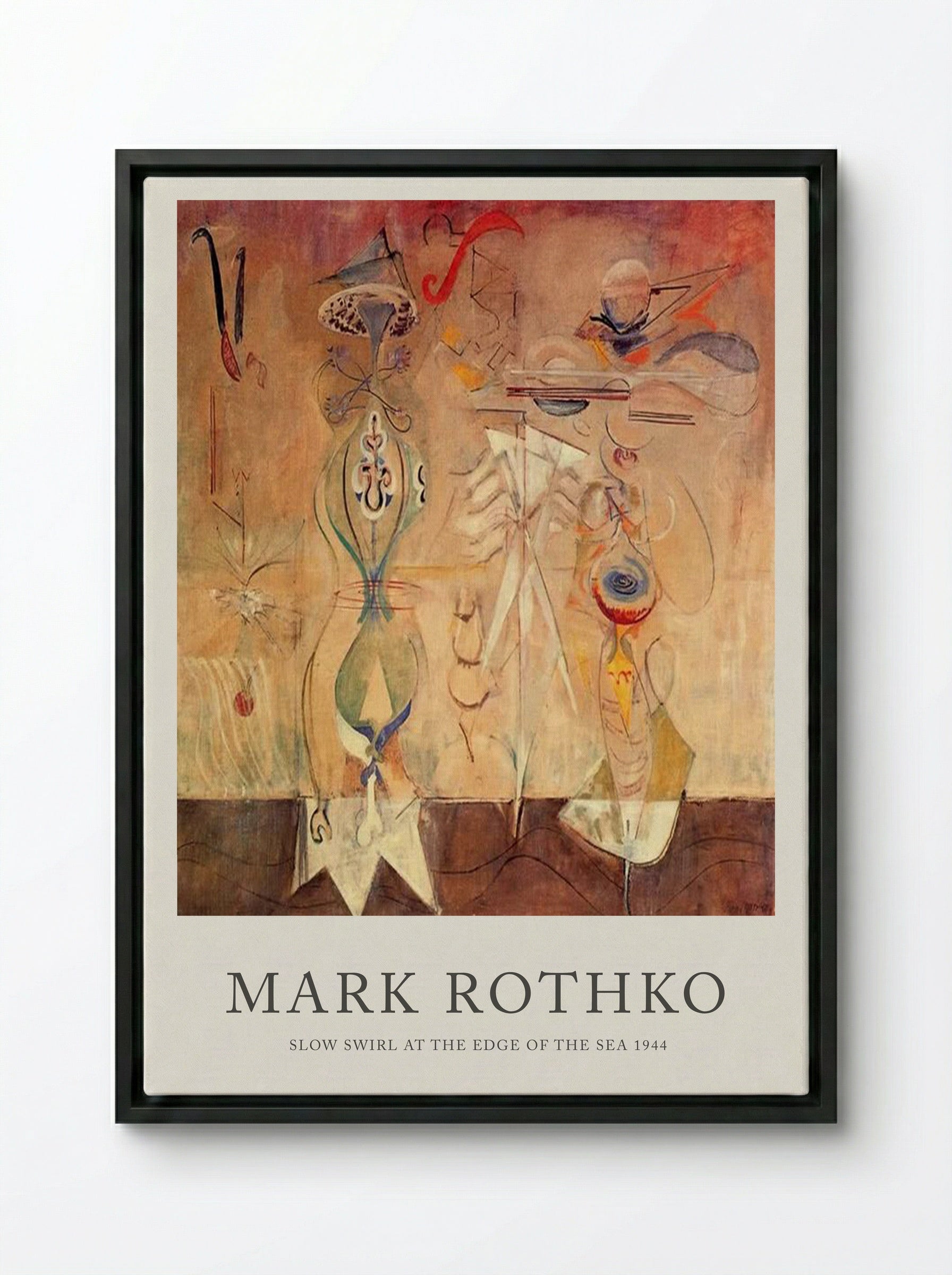 Slow Swirl at the Edge of the Sea - Mark Rothko - Framed Canvas Black