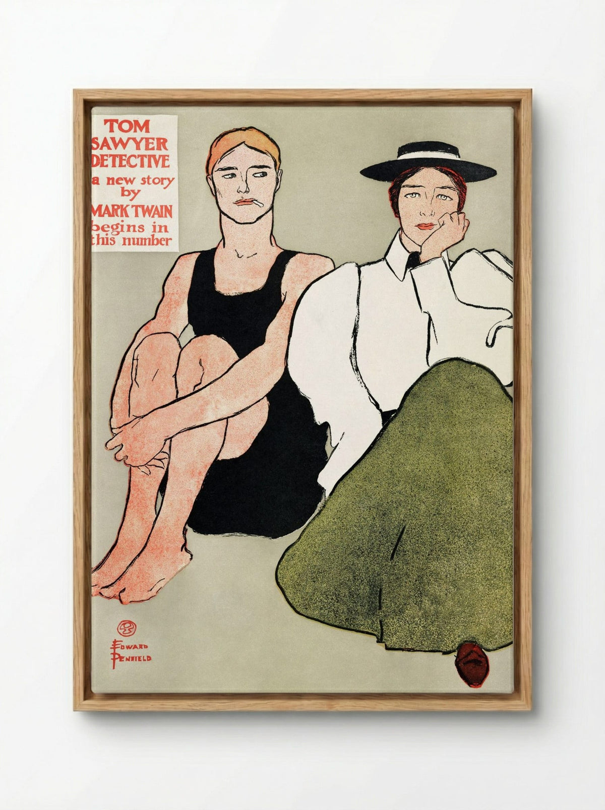 Two Seated Women - Edward Penfield - Framed Canvas Wood