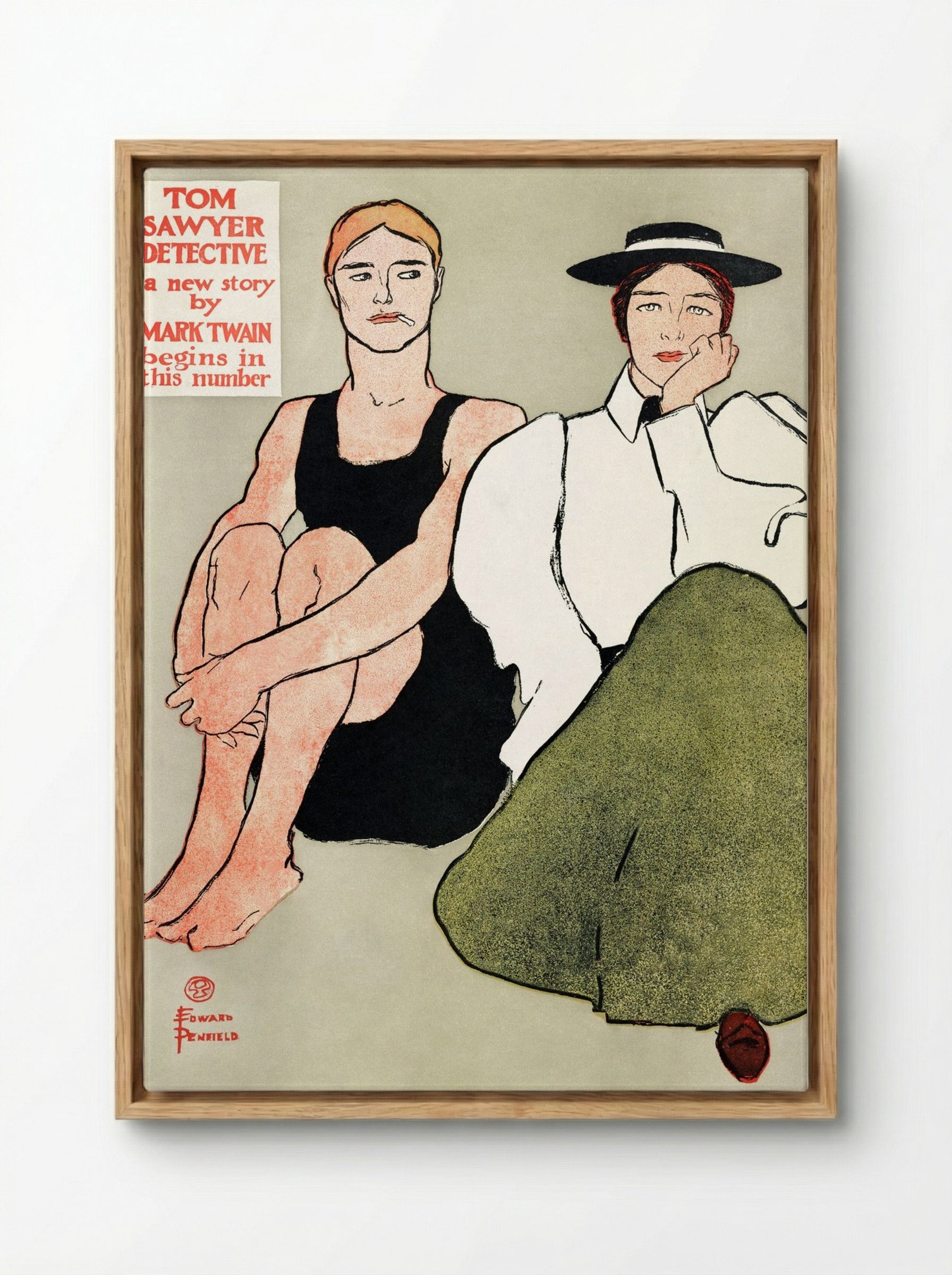 Two Seated Women - Edward Penfield - Framed Canvas Wood